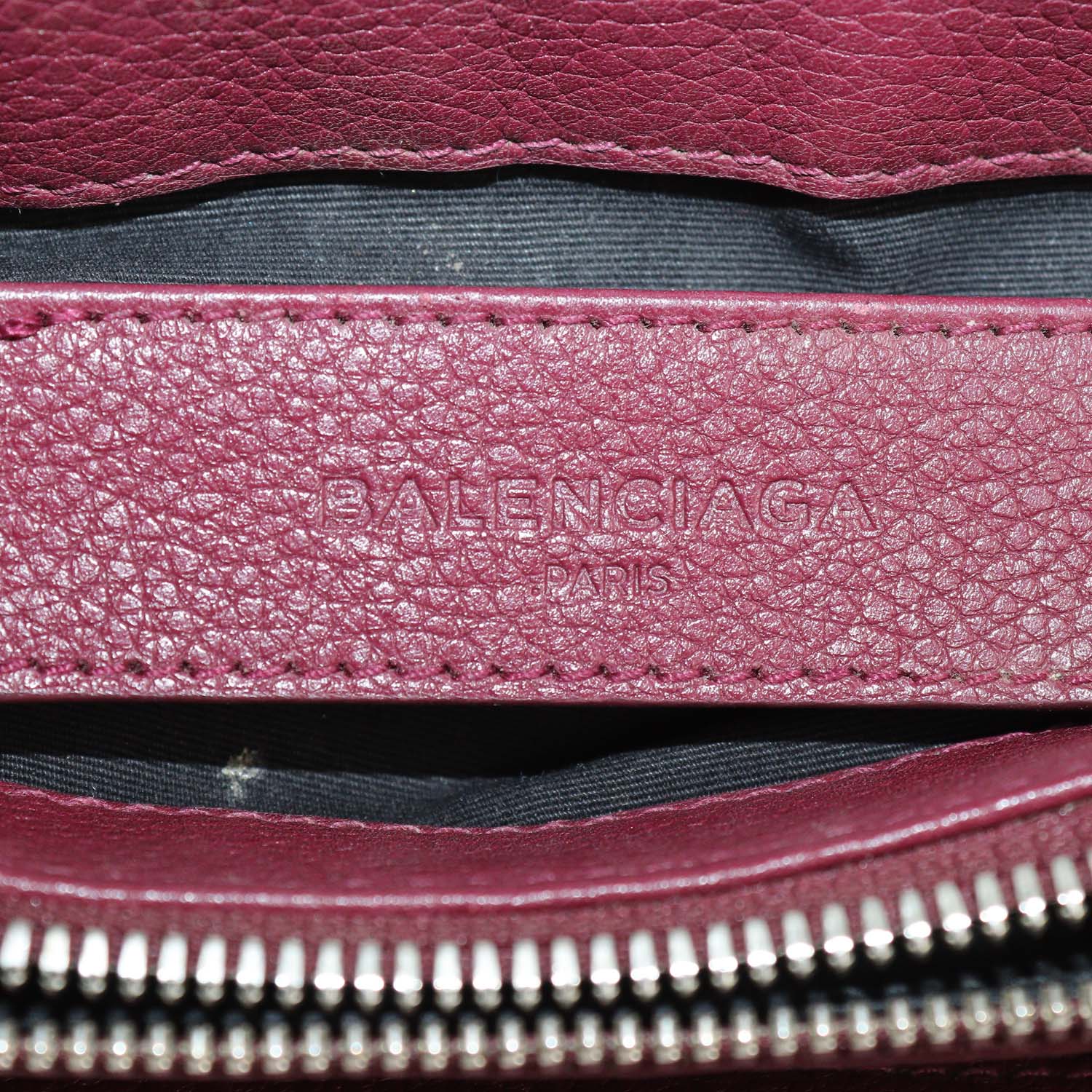 Balenciaga Burgundy Leather Mini Le Dix Top Handle Bag
