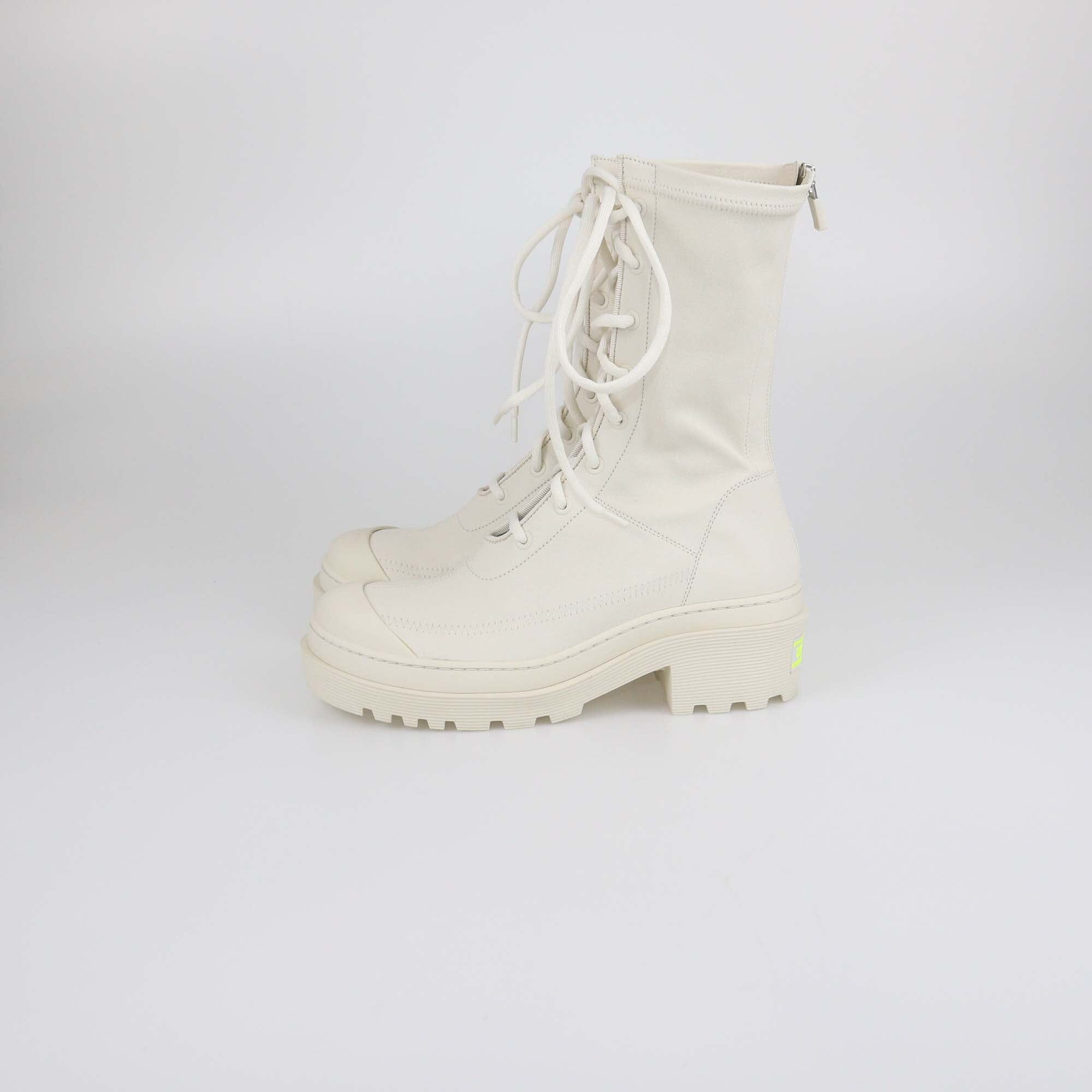 Christian Dior Off White Arcade Lace Up Combat Boots Womens Christian Dior
