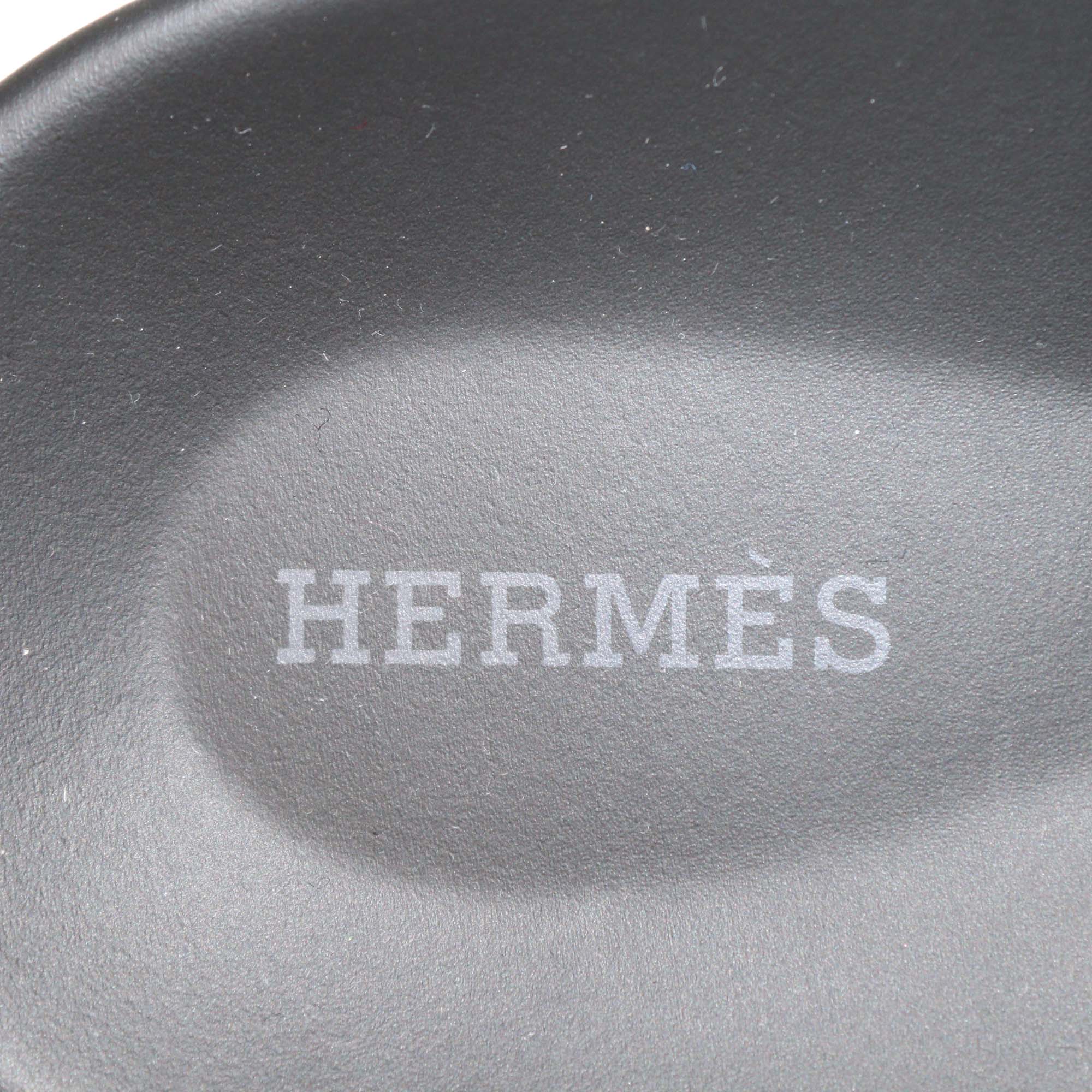 Hermes Black Leather Chypre Sandals