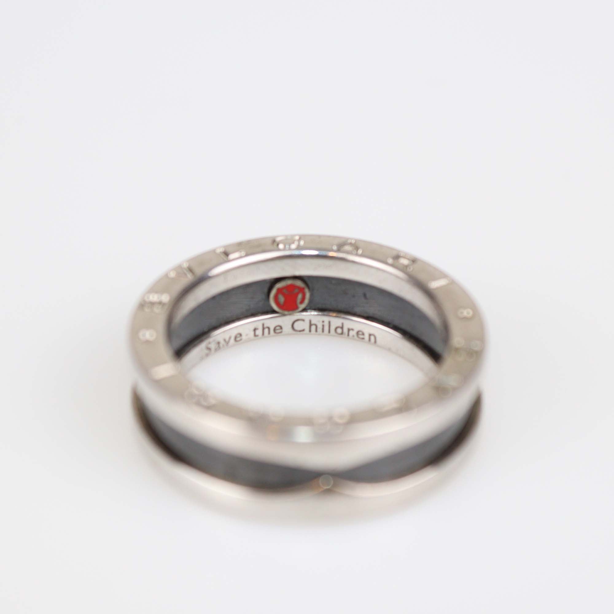 Bvlgari Sterling Silver Ceramic B.Zero1 Save The Children Band Ring Size 54