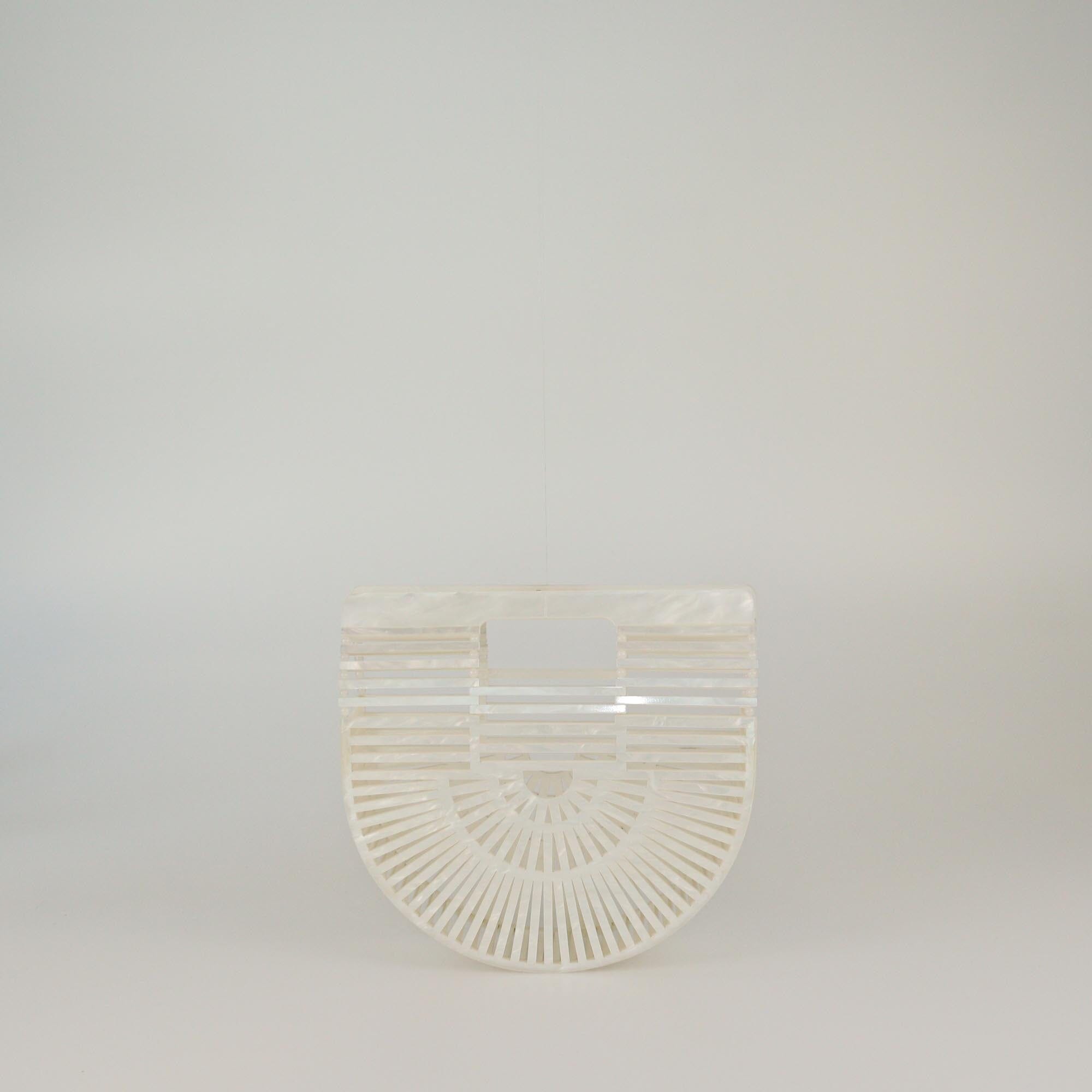 Cult Gaia Pearl White Acrylic Mini Ark Bag Womens Cult Gaia