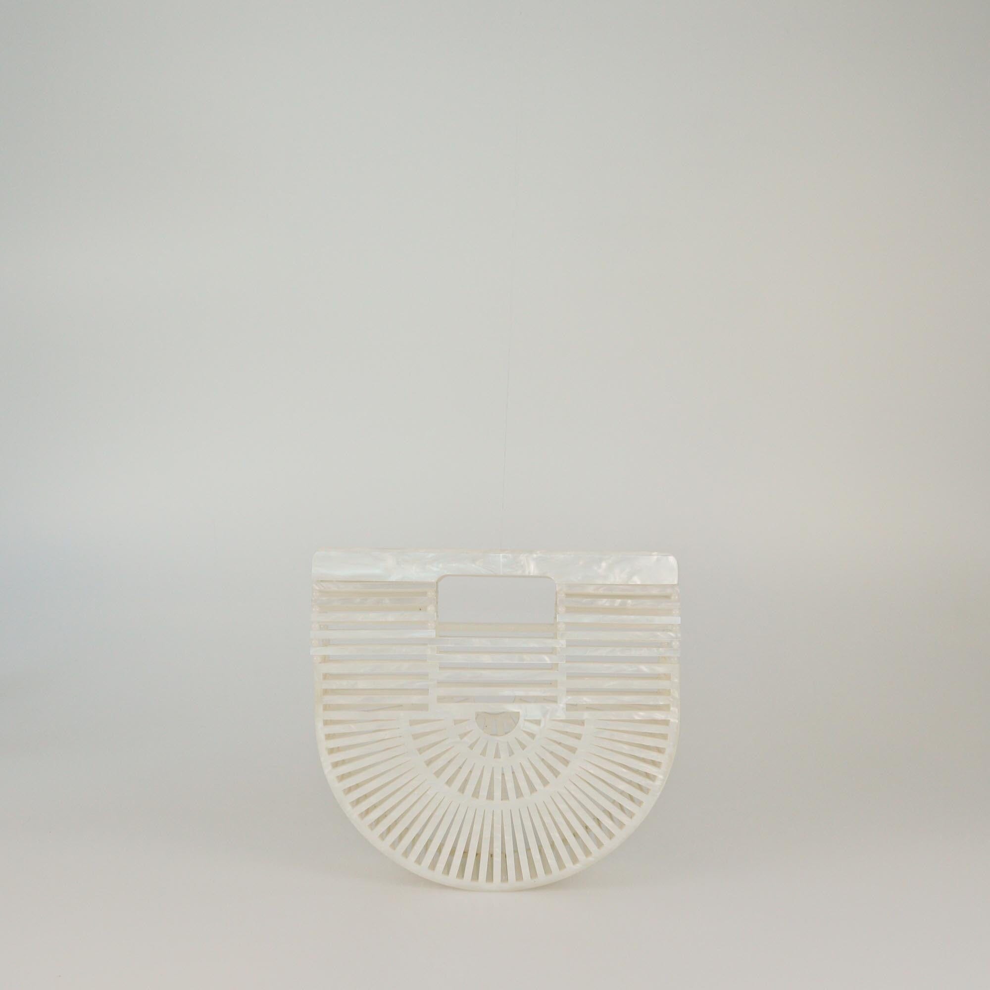 Cult Gaia Pearl White Acrylic Mini Ark Bag Womens Cult Gaia