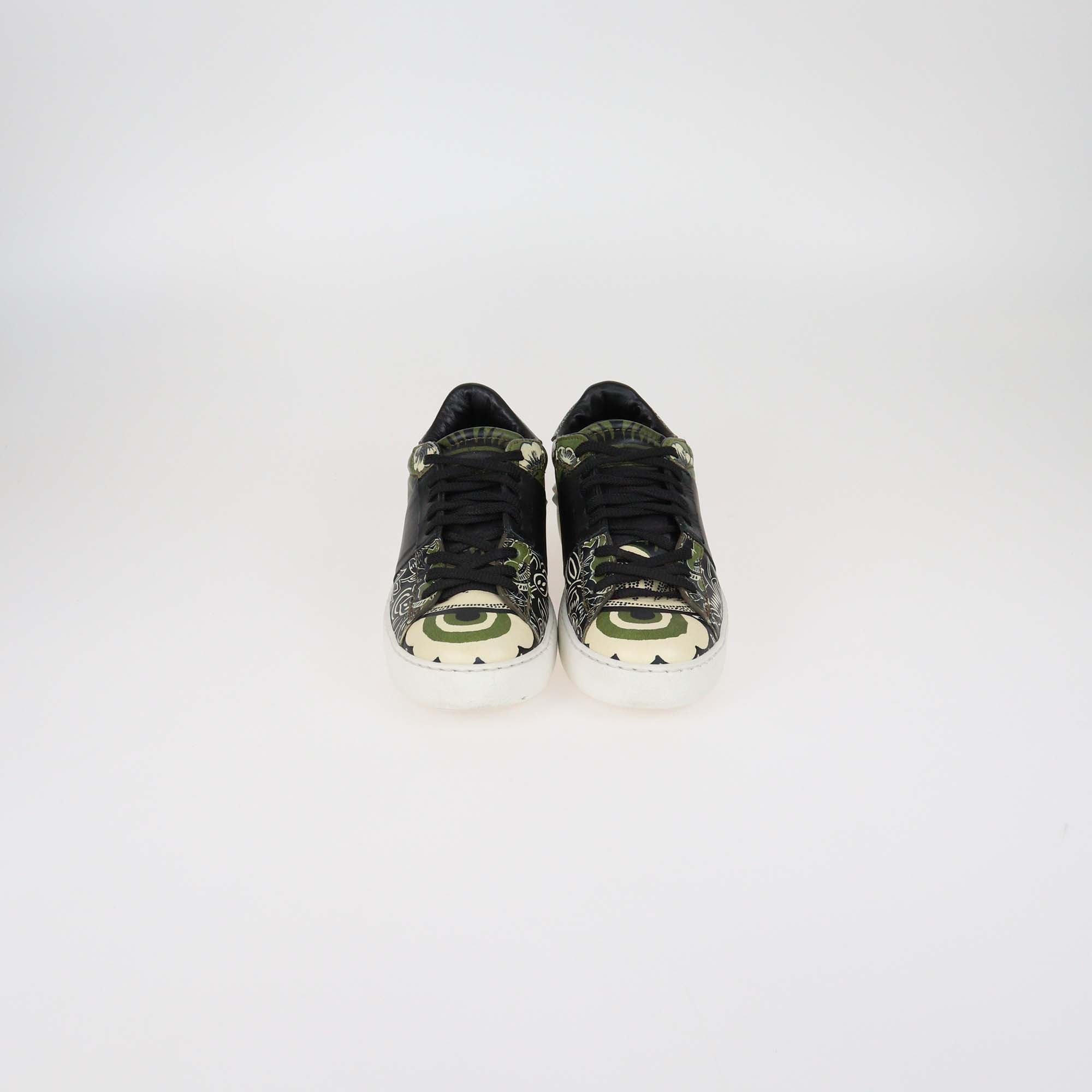 Valentino Multicolor Printed Leather Rockstud Low Top Sneakers