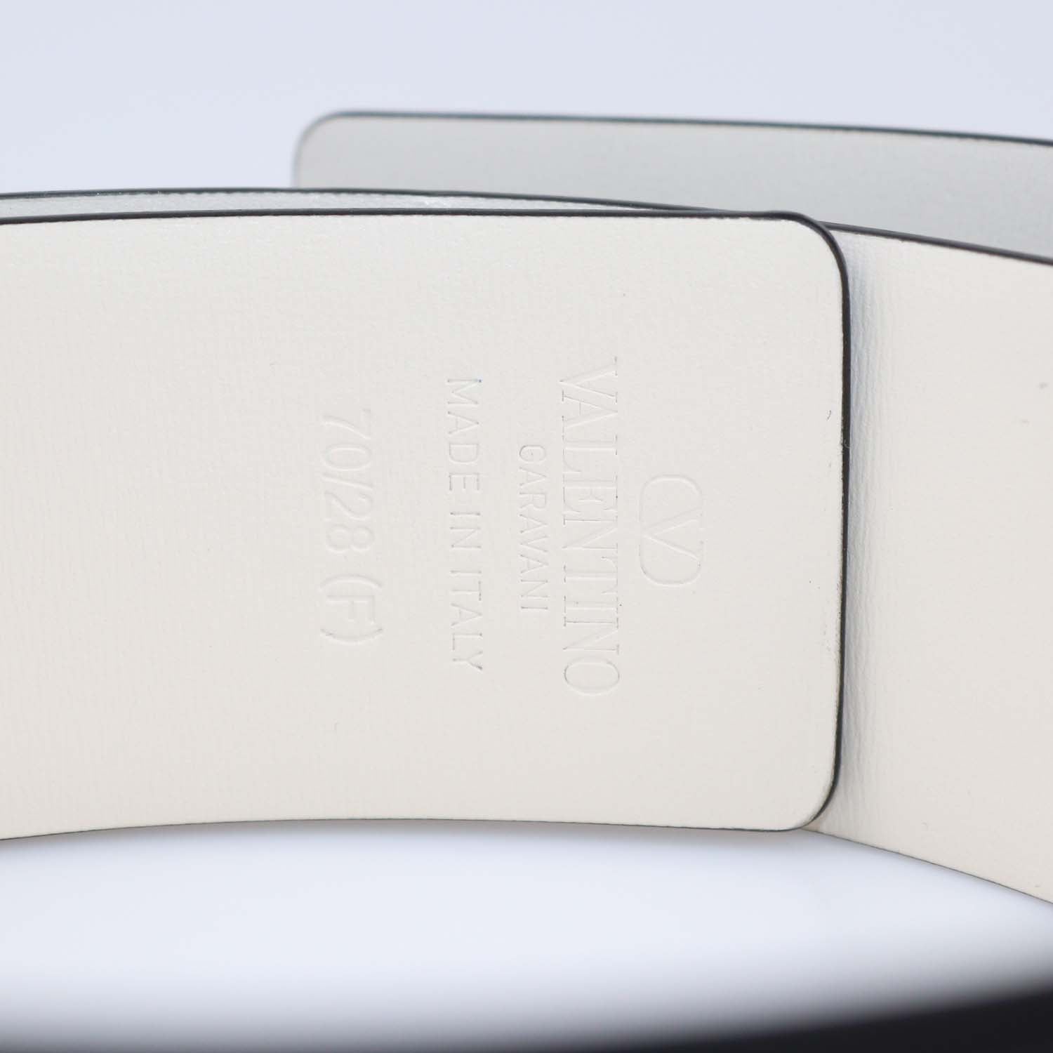 Valentino Black/White Leather VLogo Pearl Embellished Reversible Belt
