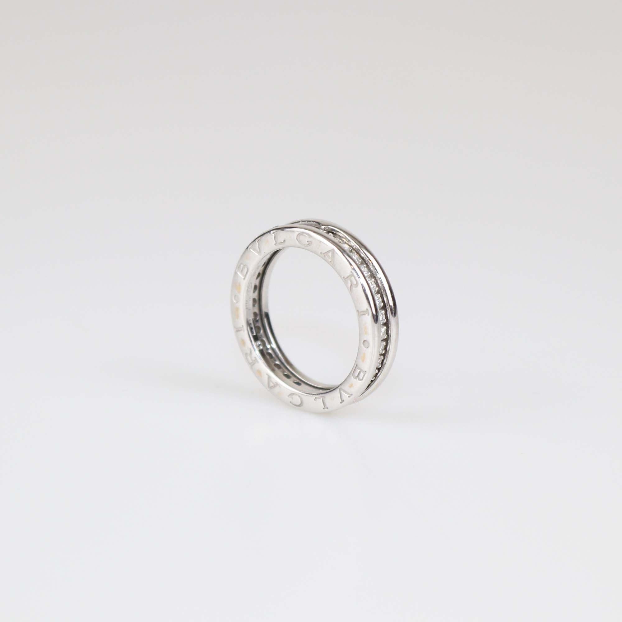 Bvlgari 18K White Gold Diamond B.Zero1 One Band Ring Size 52