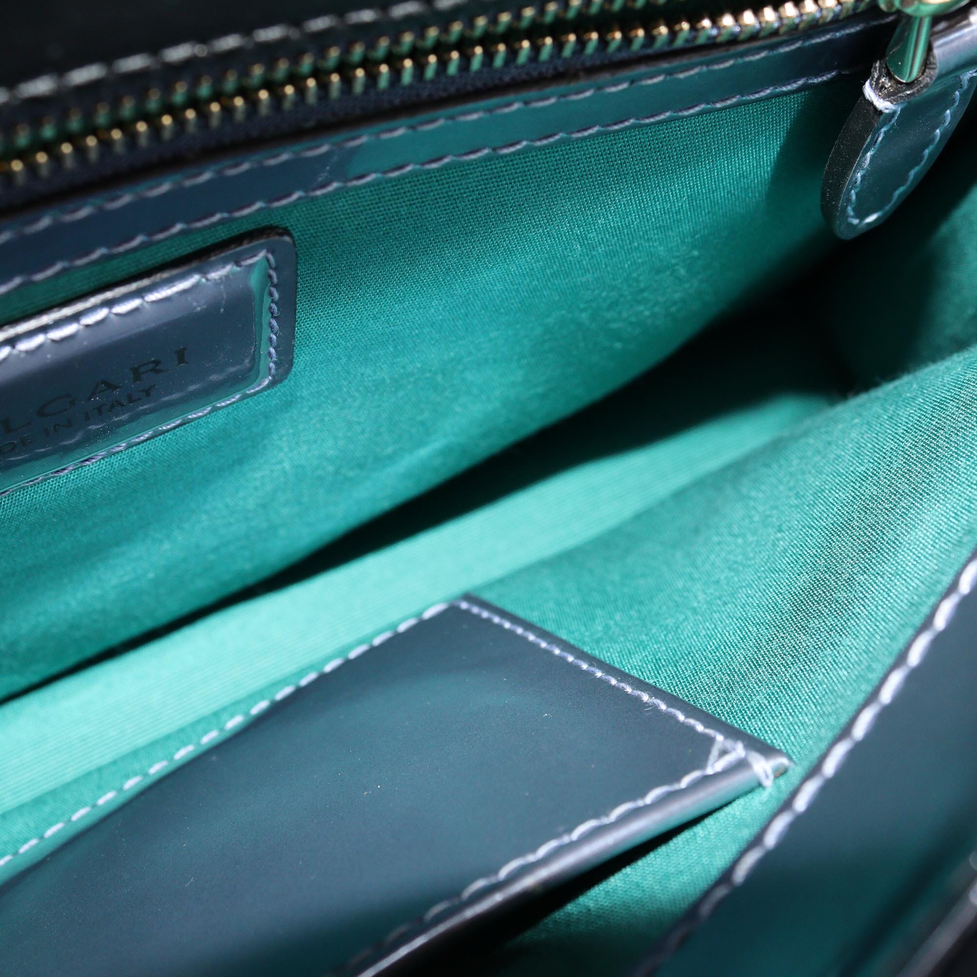 Bvlgari Metallic Blue Patent Medium Serpenti Forever Shoulder Bag Womens Bvlgari