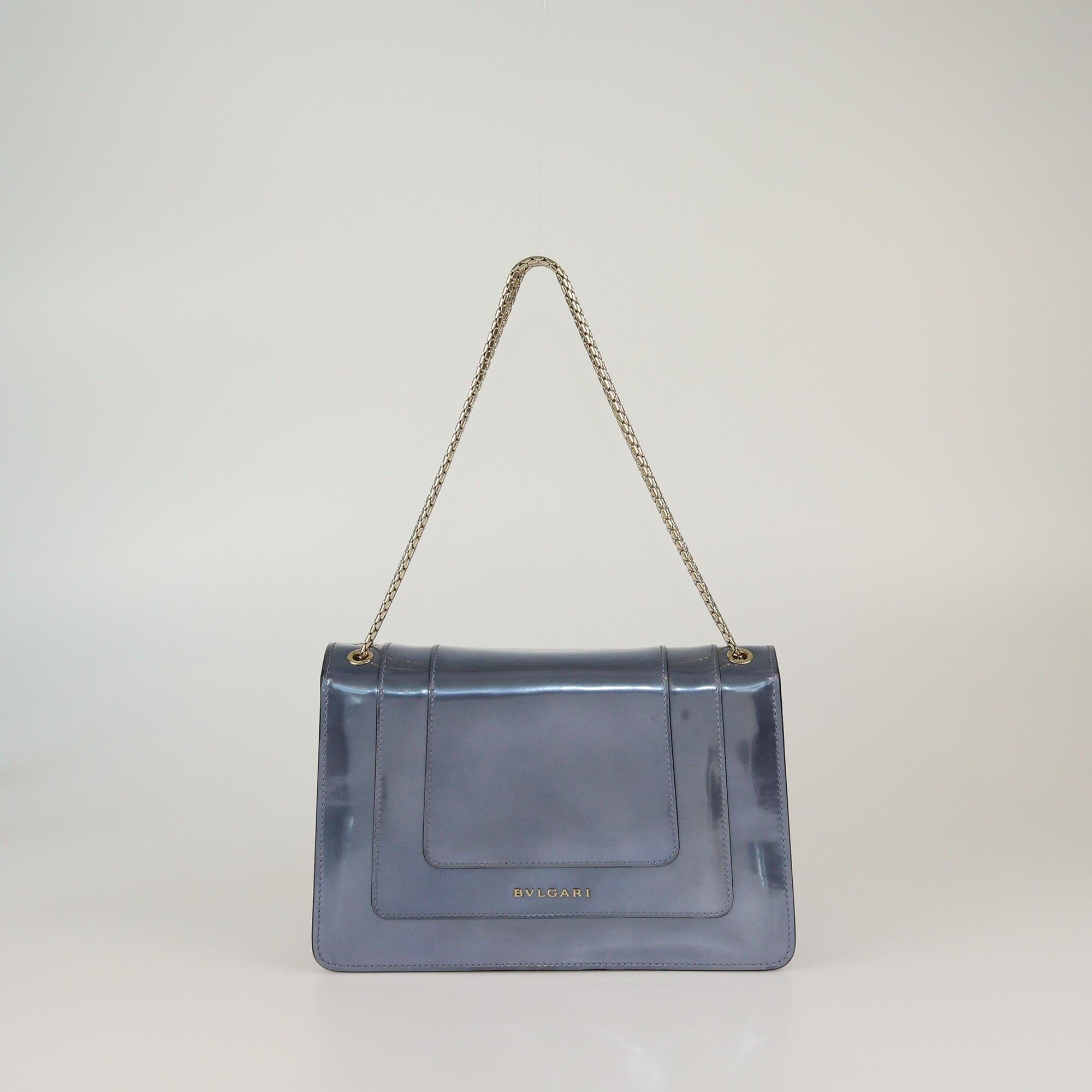 Bvlgari Metallic Blue Patent Medium Serpenti Forever Shoulder Bag Womens Bvlgari