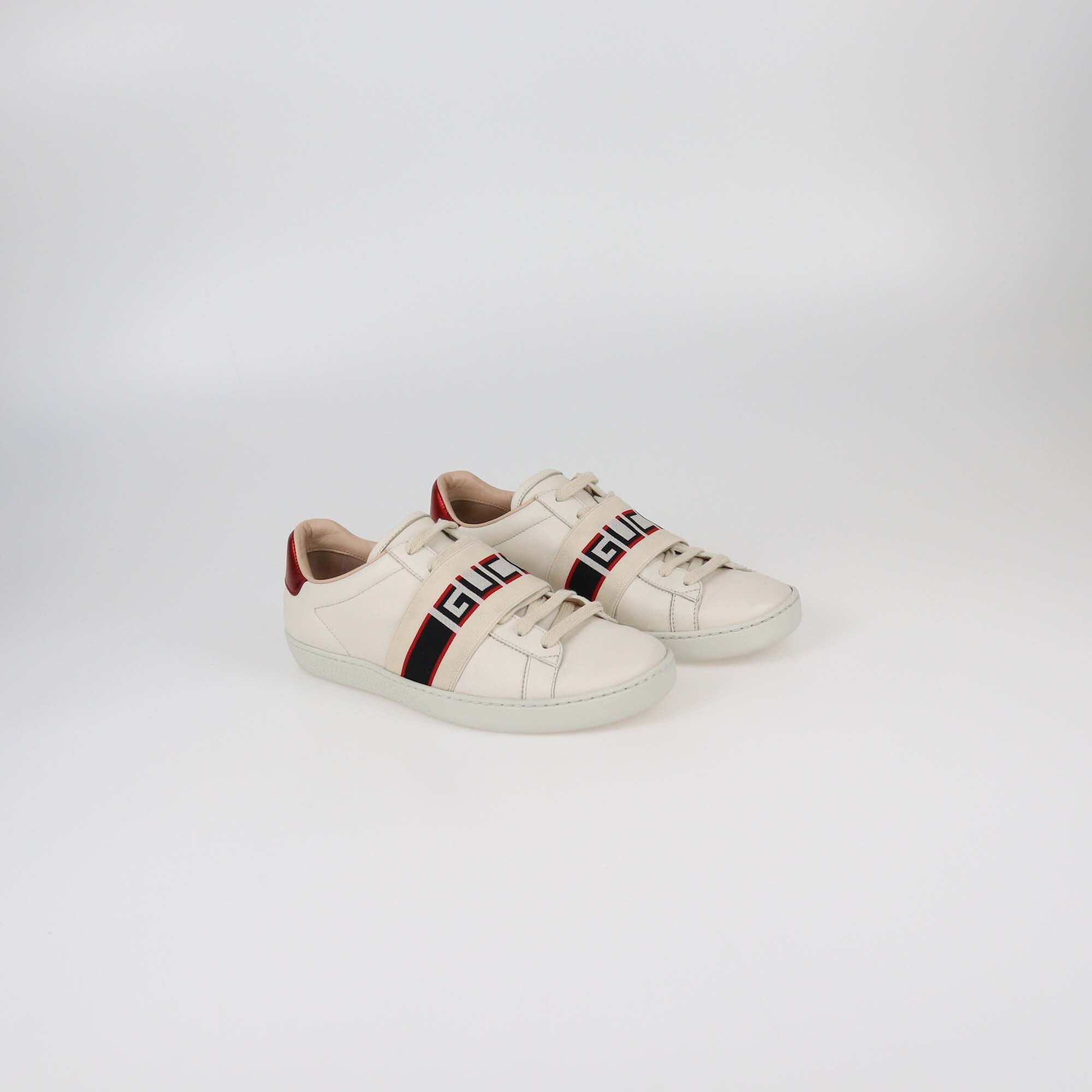 Gucci Striped Ivory Ace Sneaker Womens Gucci
