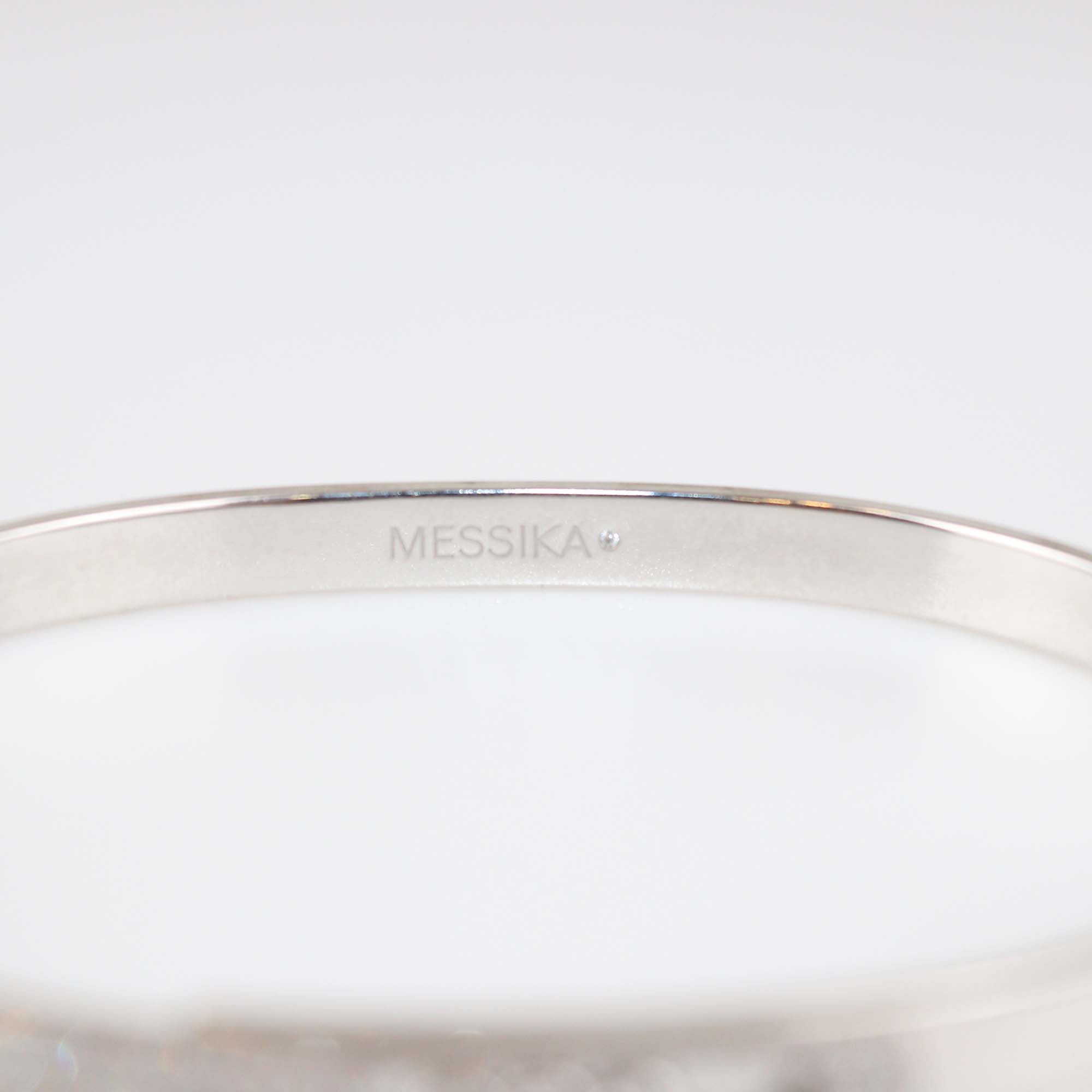 Messika 18K White Gold Half Paved Diamond Move Noa Bangle Bracelet Size L