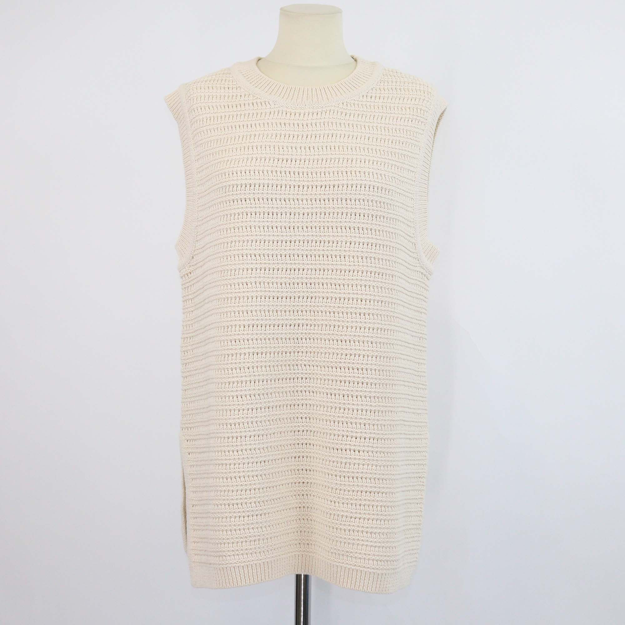 Soft Goat Beige Blend Cotton Crochet Vest