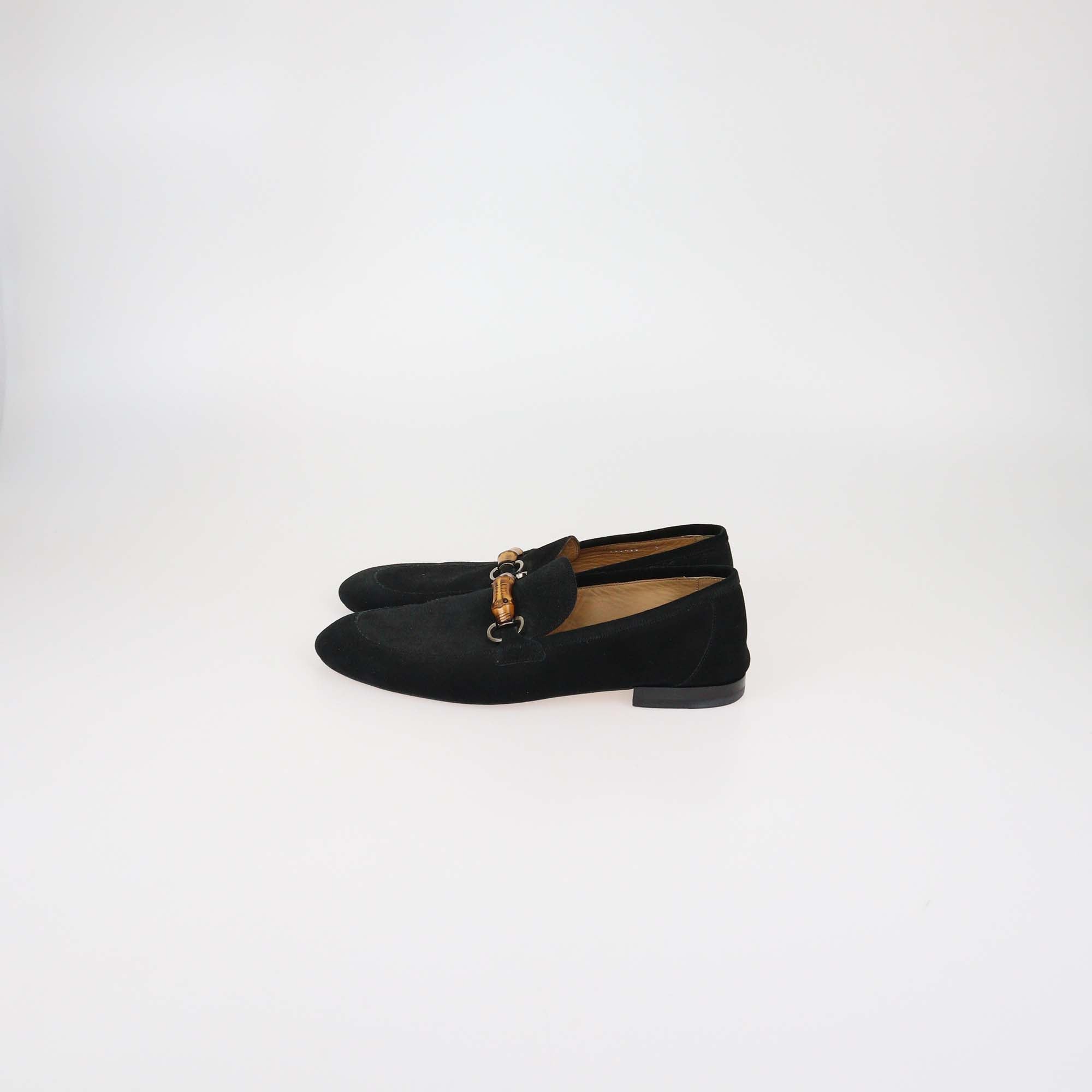 Gucci Black Suede Horsebit Bamboo Loafer