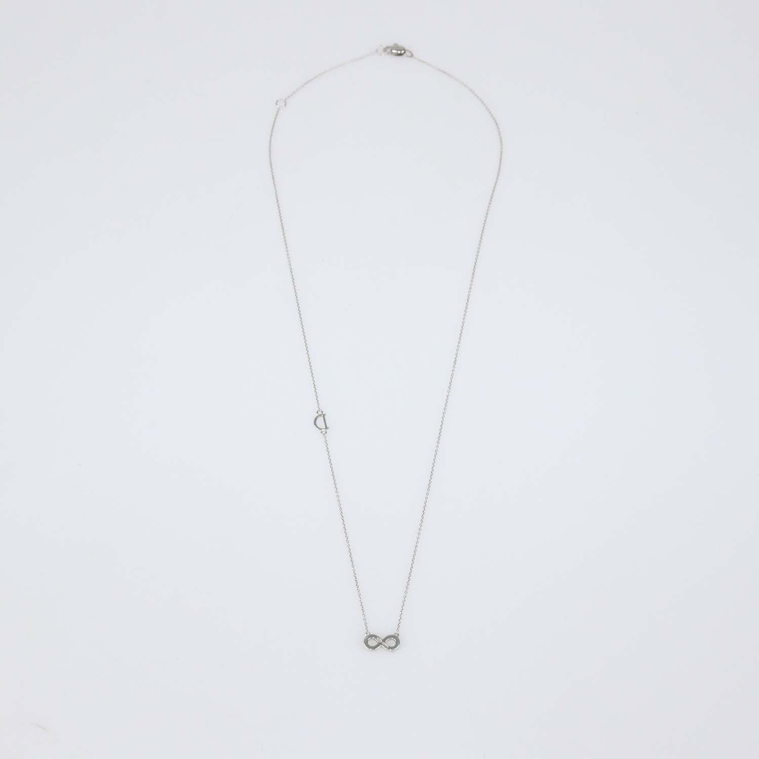 Damiani 18K White Gold Infinity Diamond Pendant Necklace