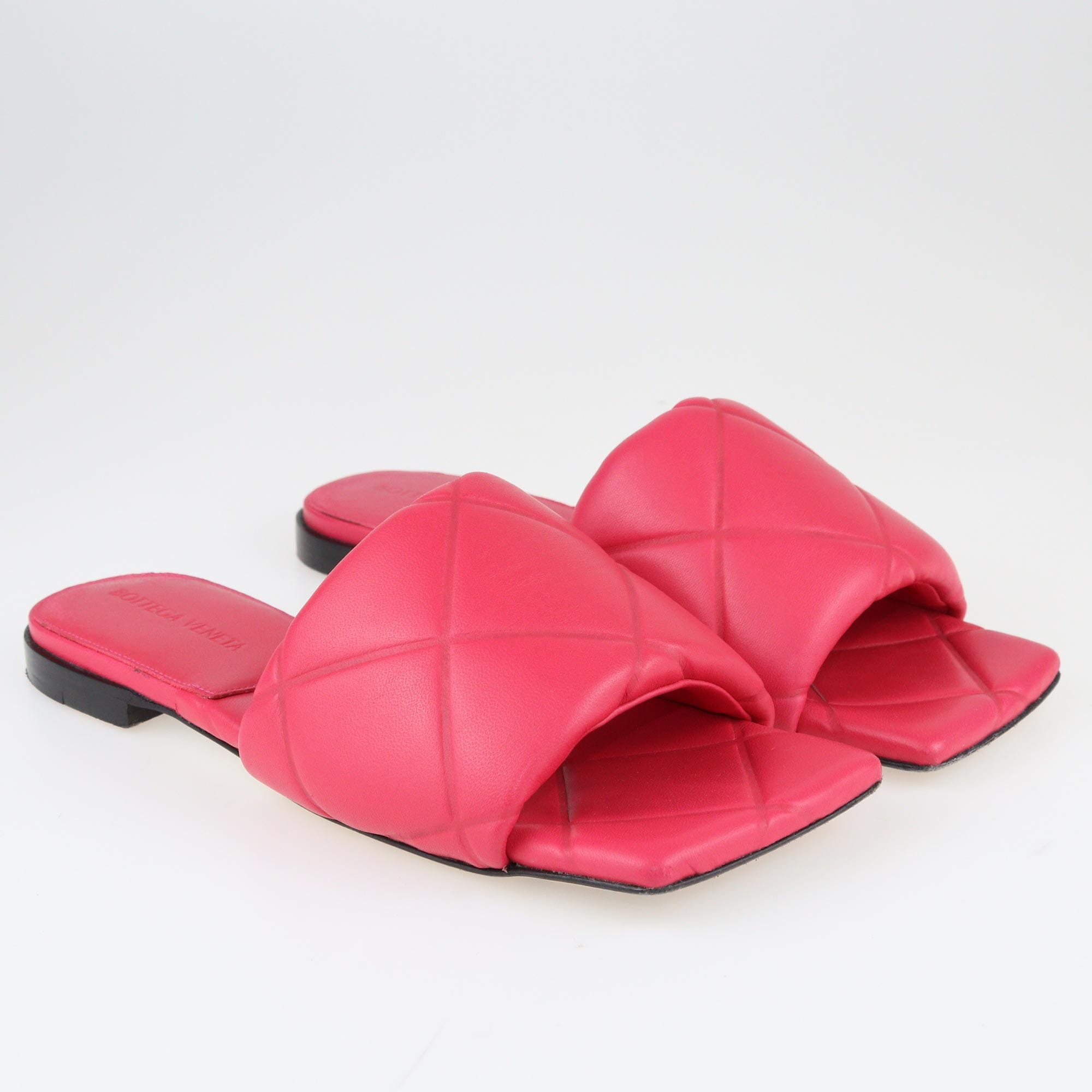 Bottega Veneta Pink Intrecciato Lido Slide Flats Shoes Bottega Veneta 