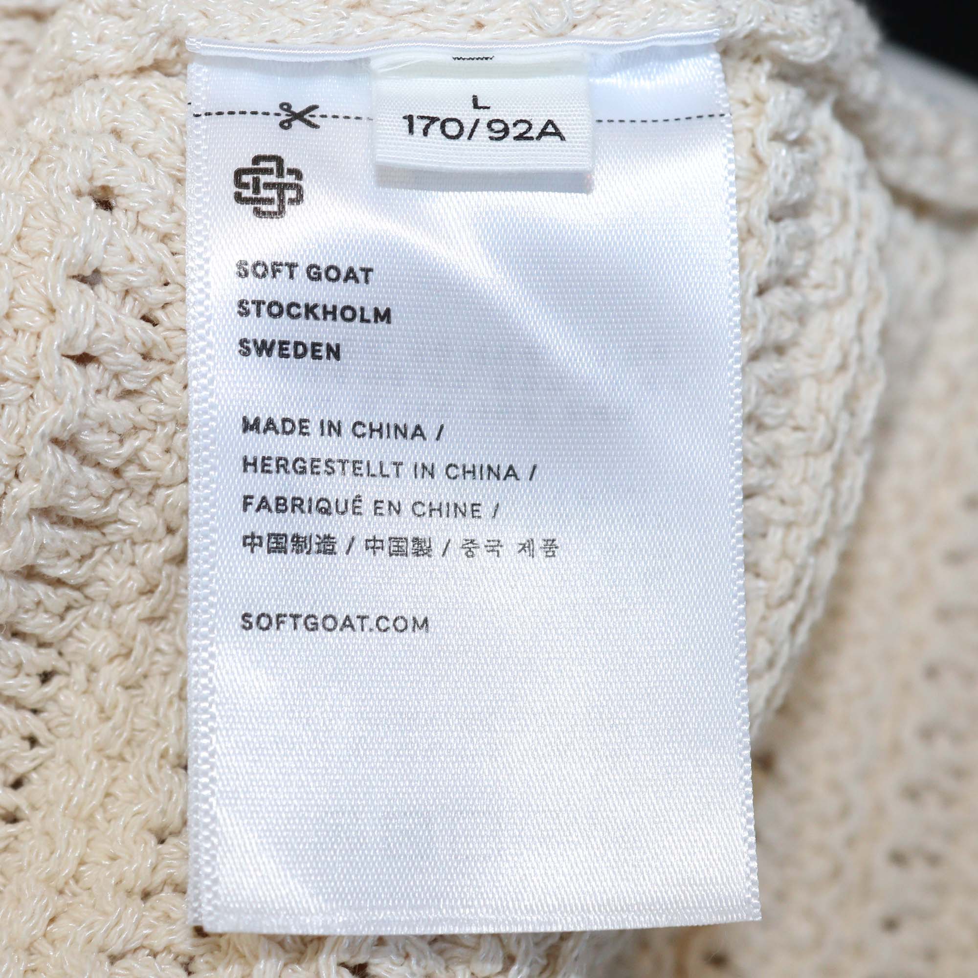 Soft Goat Beige Blend Cotton Crochet Vest