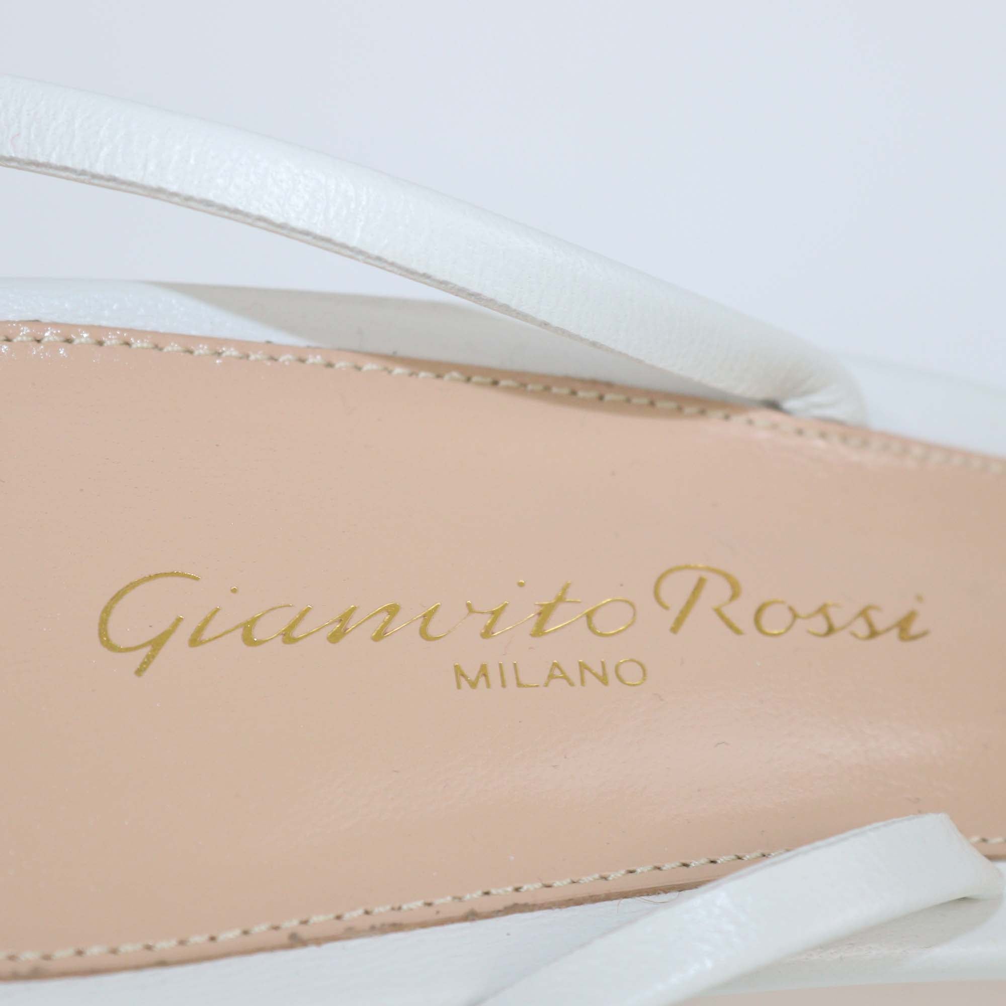 Gianvito Rossi Cosmic White Leather Plexi Clear Heel Ankle Strap Sandals