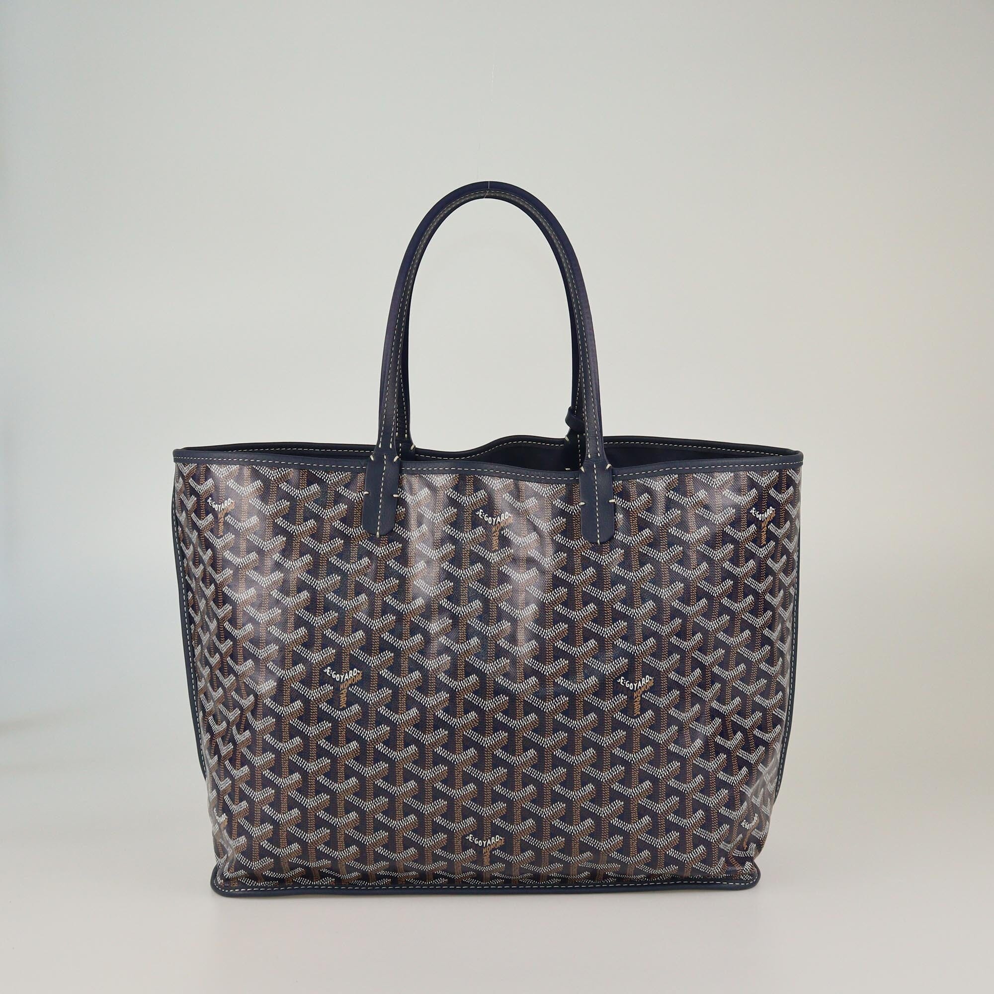 Goyard Navy Blue Goyardine Reversible Anjou PM Tote Womens Goyard