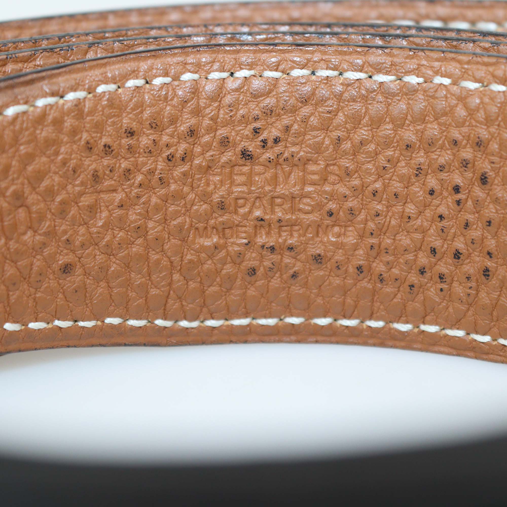 Hermes Black/Gold Box Calf & Togo Leather Reversible H Buckle Belt