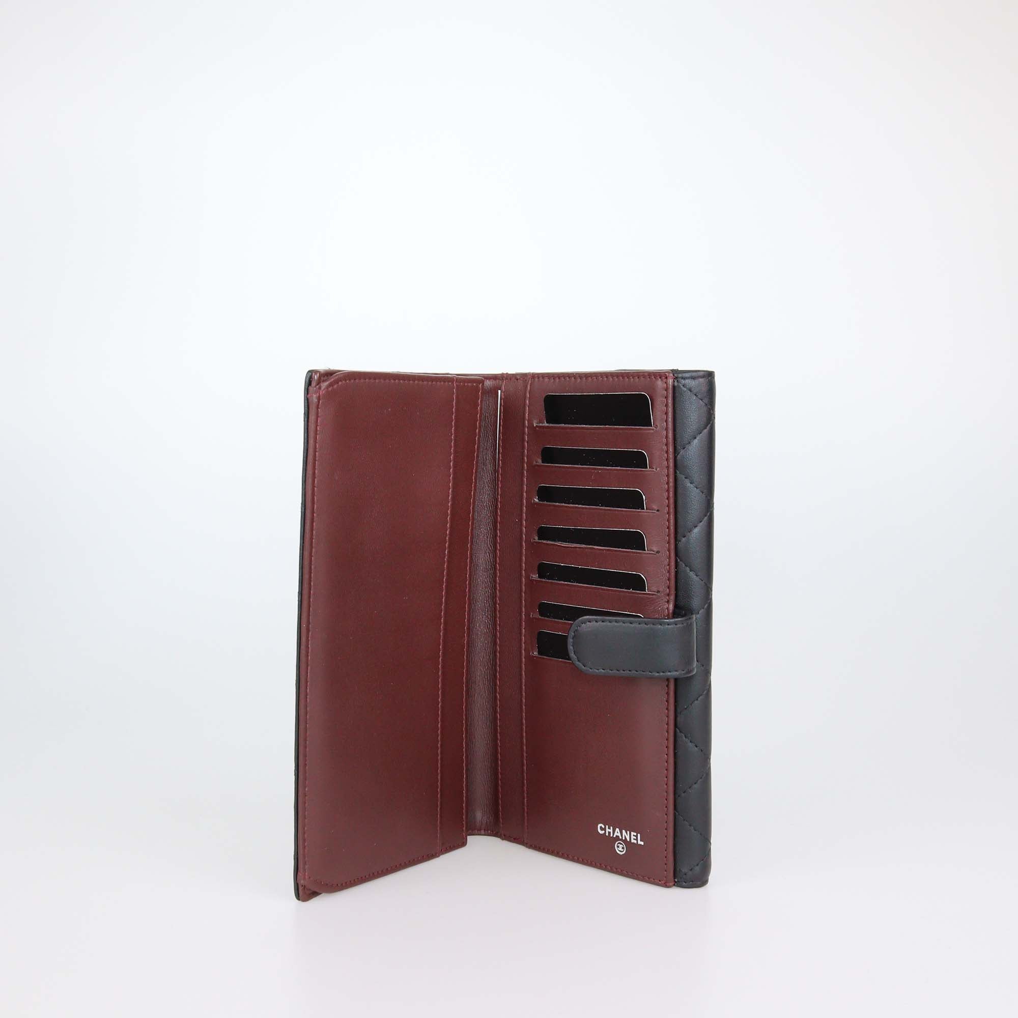 Chanel Black Quilted Leather CC Flap Continental Wallet