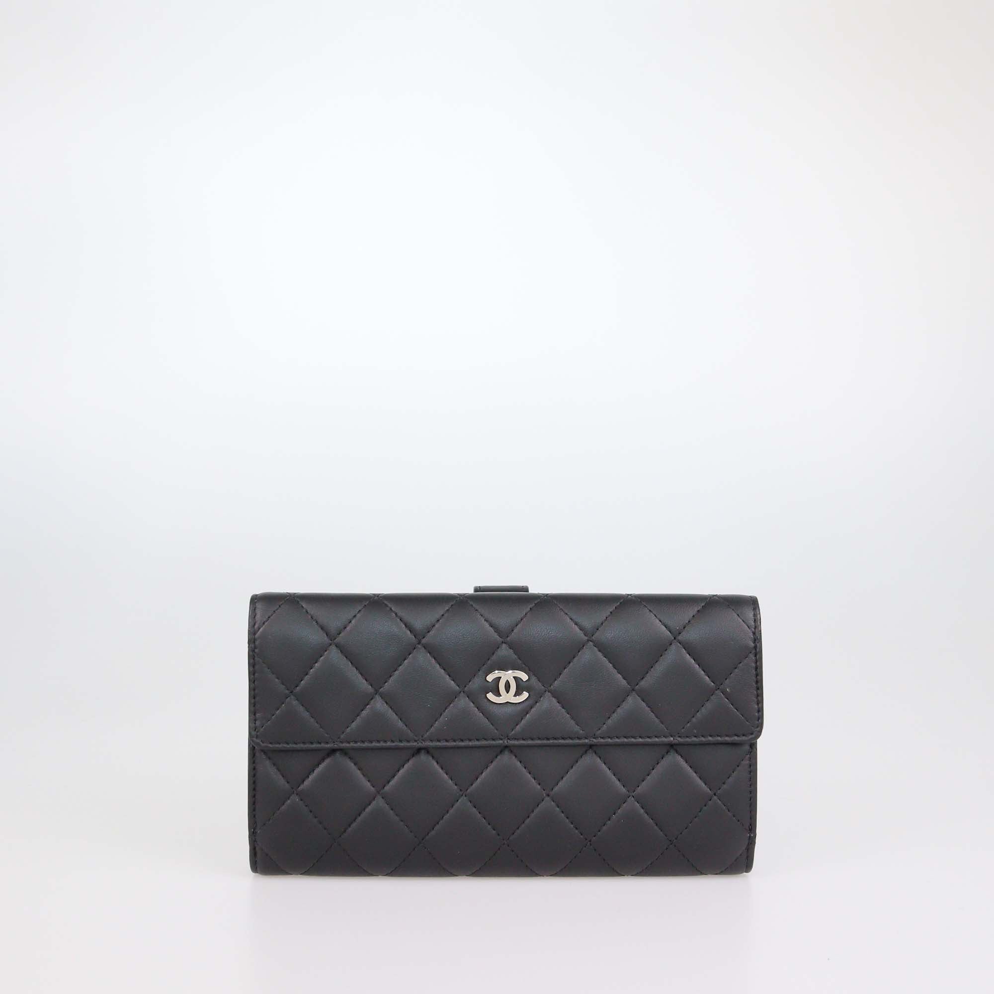 Chanel Black Quilted Leather CC Flap Continental Wallet