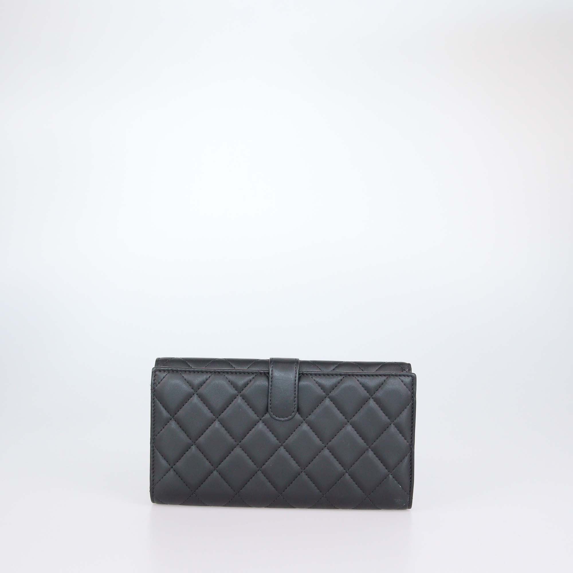 Chanel Black Quilted Leather CC Flap Continental Wallet