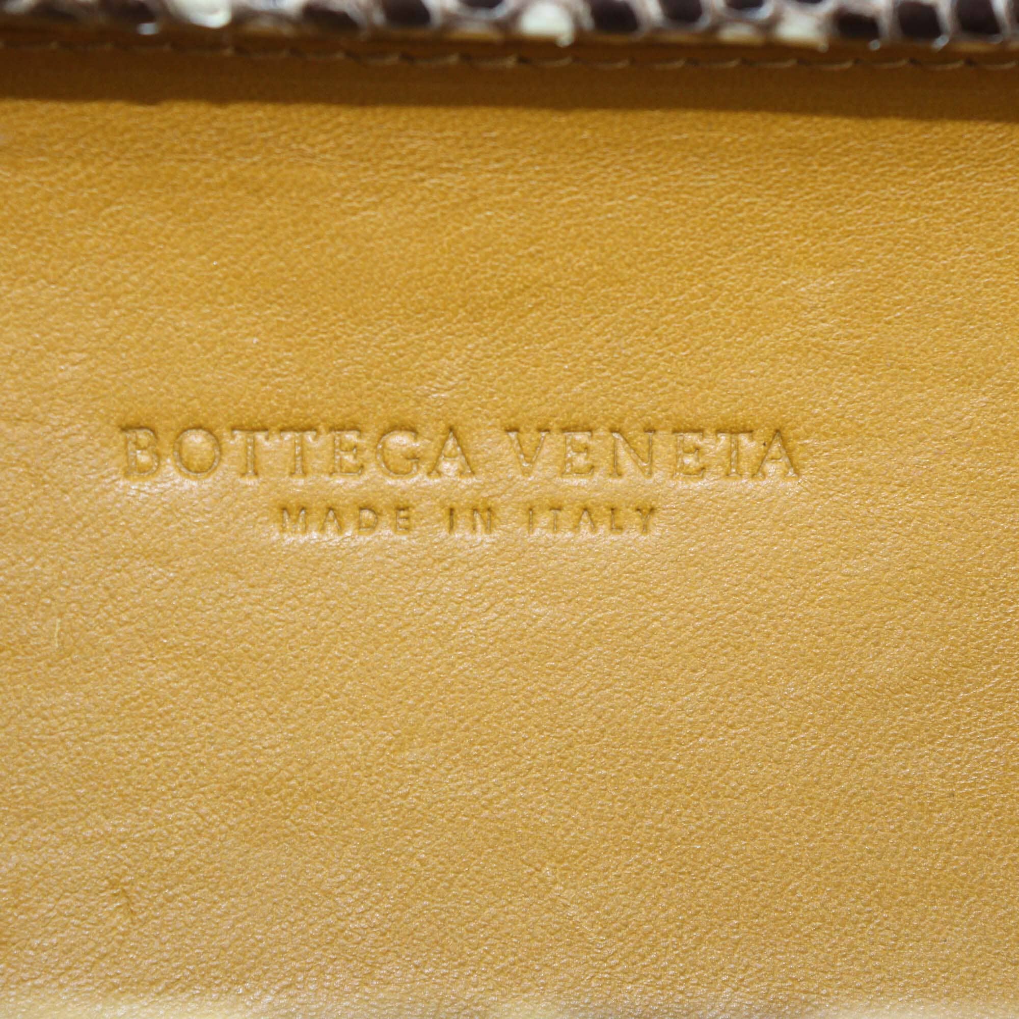 Bottega Veneta Yellow Intrecciato Python Trimmed Knot Clutch Womens Bottega Veneta