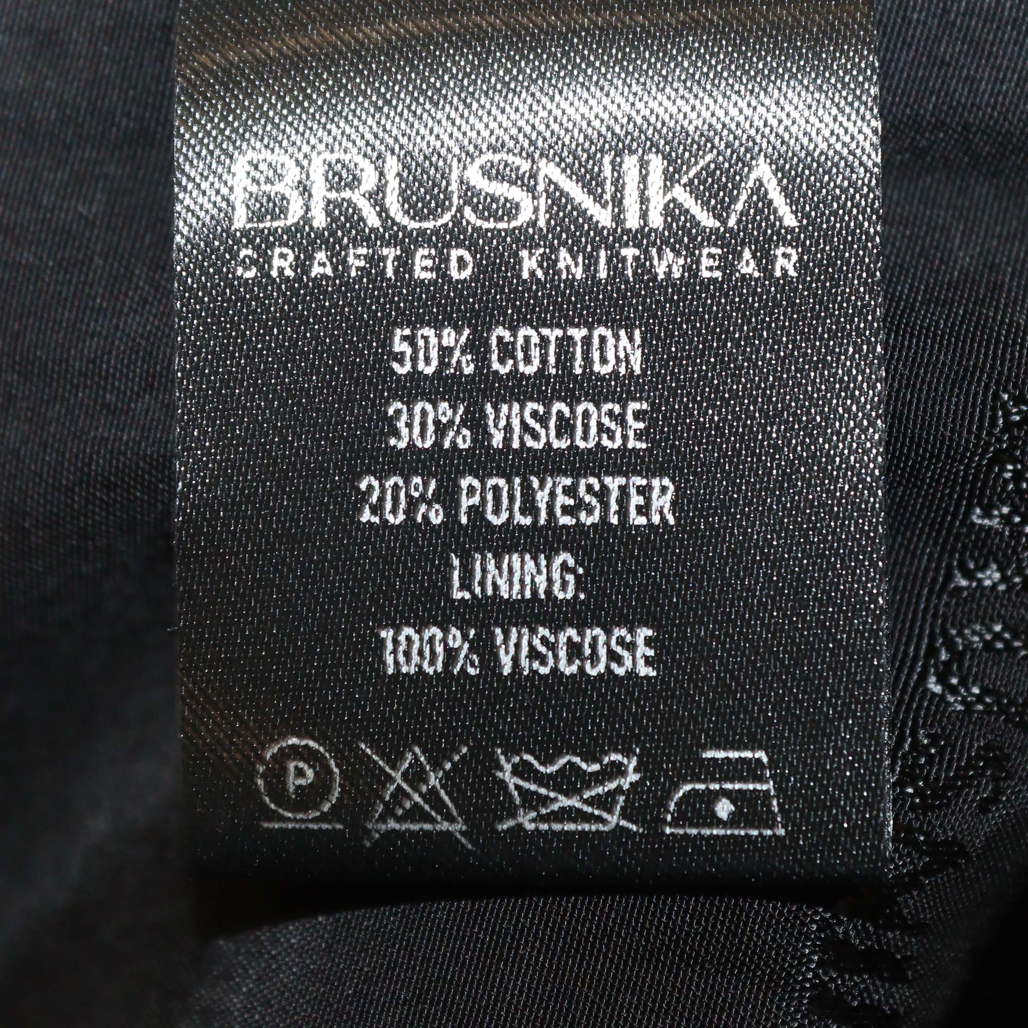 Brusnika Black Blend Viscose and Denim Button Front Vest