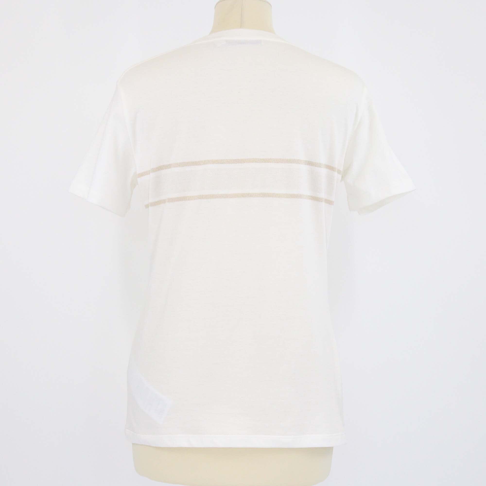 Christian Dior White/Gold Embroidered Logo T-Shirt Womens Christian Dior