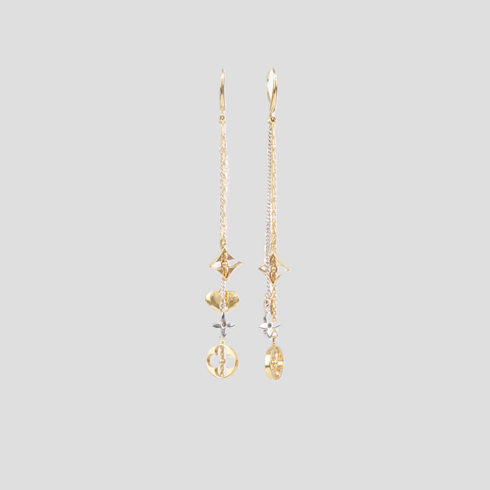 Louis Vuitton Two-Tone 18K Gold Cultured Pearl Monogram Drop Earrings