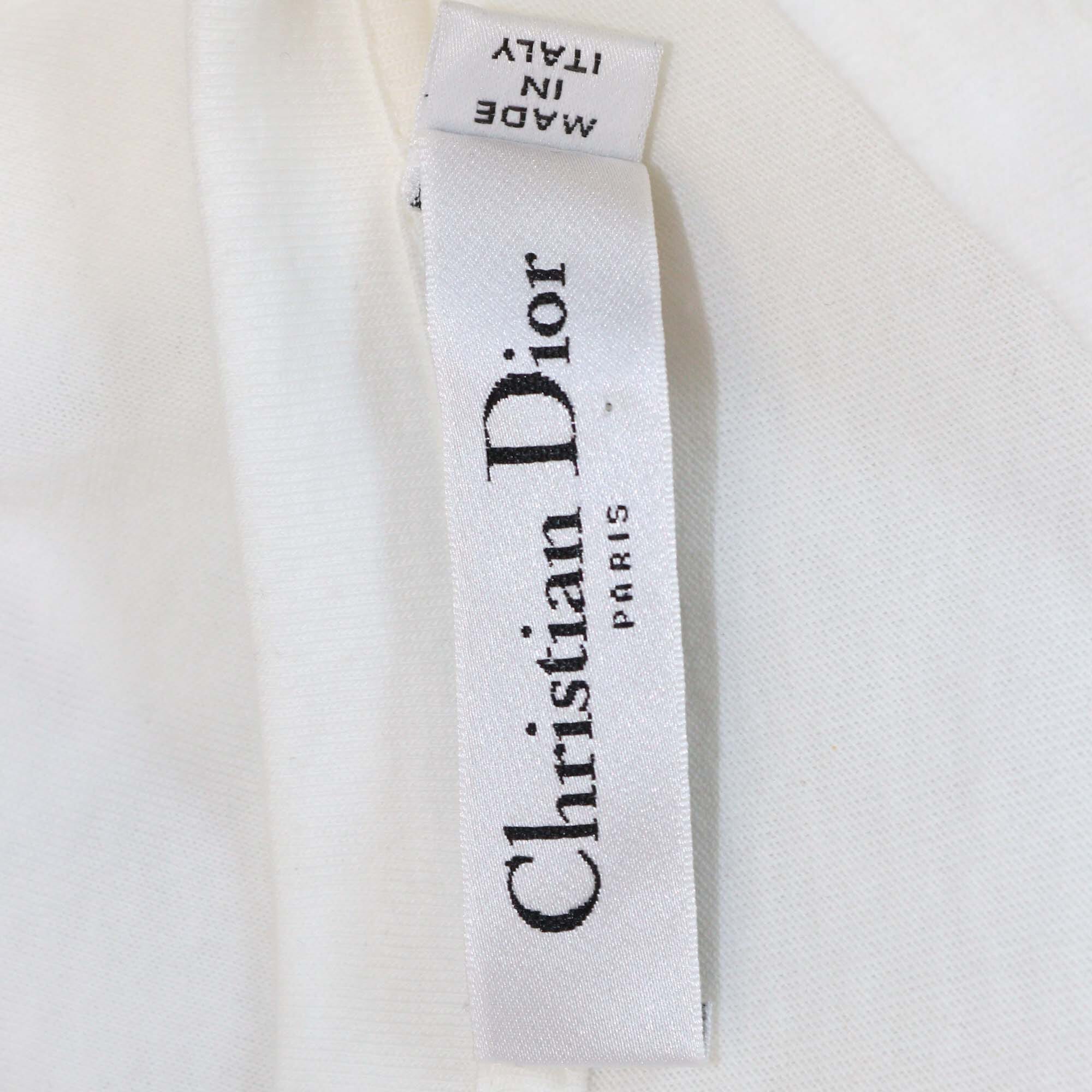 Christian Dior White/Gold Embroidered Logo T-Shirt Womens Christian Dior