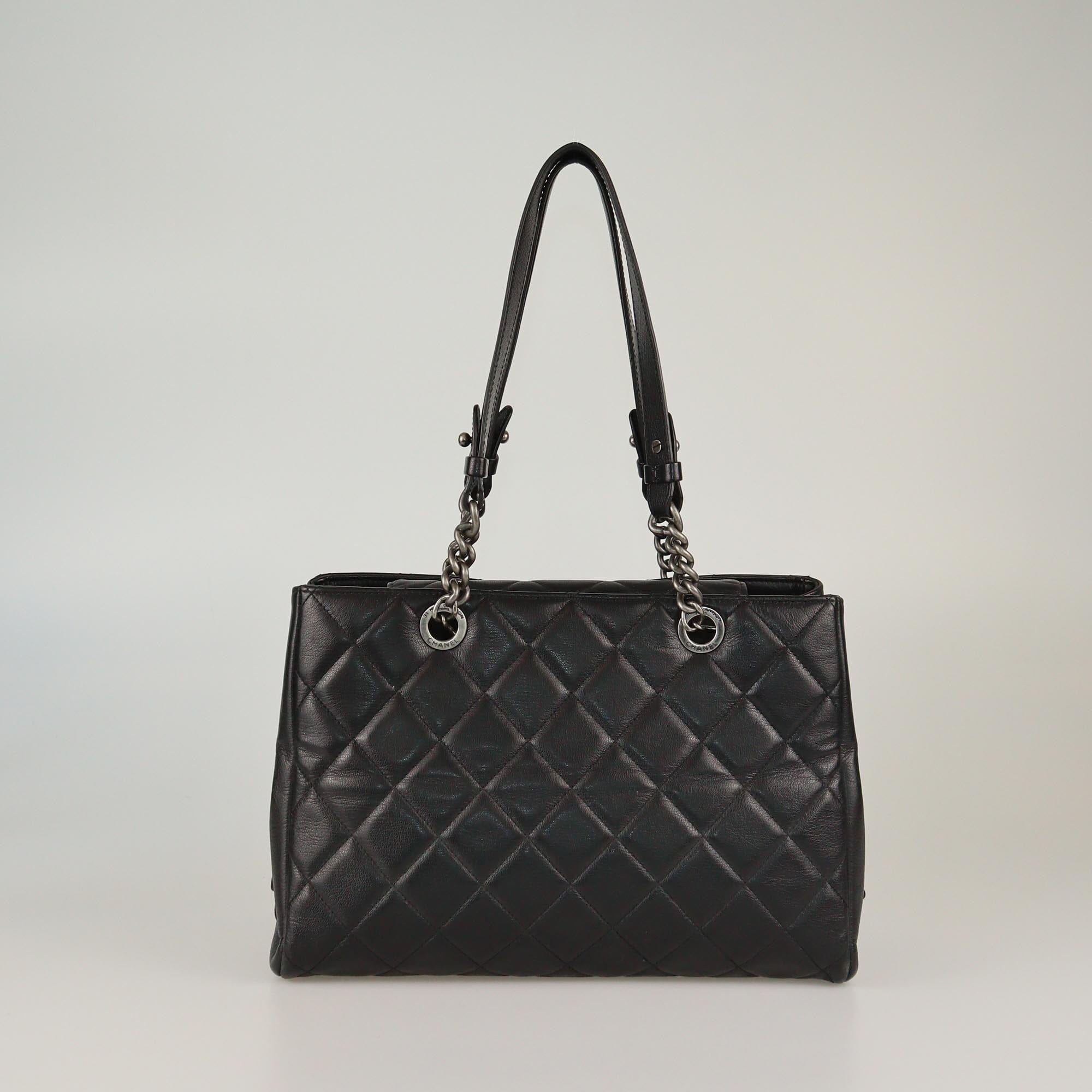 Chanel Black Quilted City Rock Shopper Tote Womens Chanel