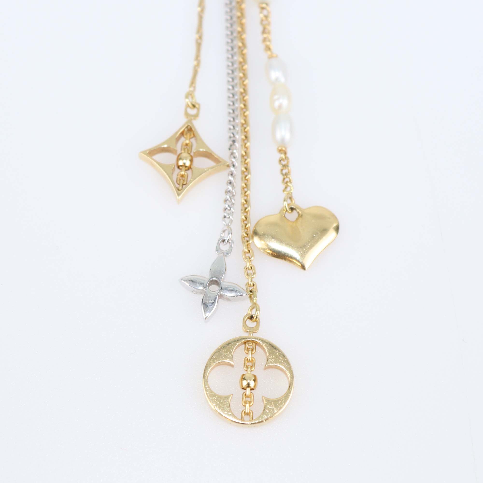 Louis Vuitton Two-Tone 18K Gold Cultured Pearl Monogram Drop Earrings