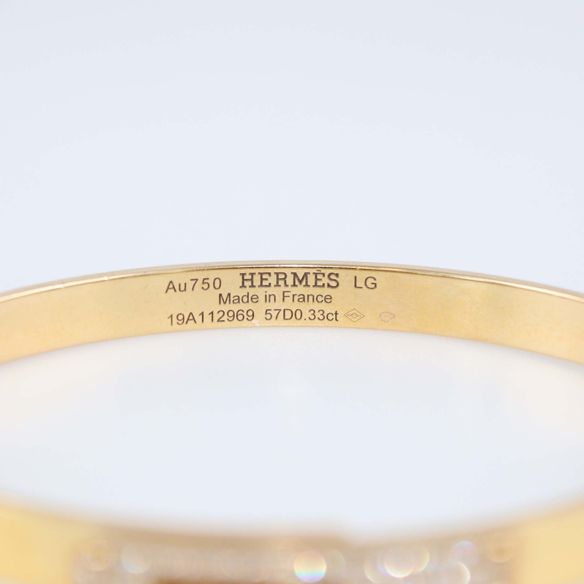 Hermes 18K Rose Gold Diamond Small Model Kelly Bracelet Size Large