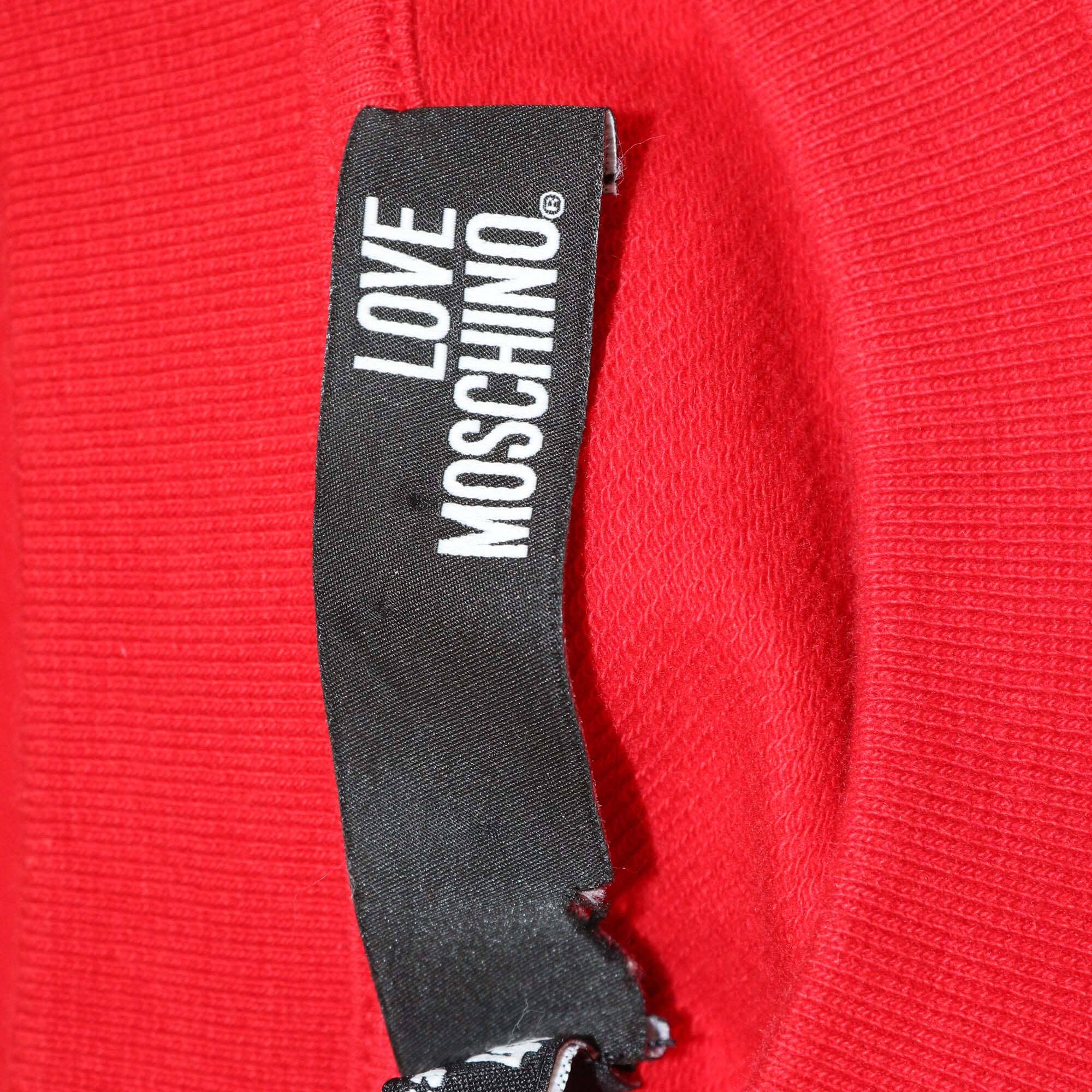 Love Moschino Red Crystal Logo Crew Neck Long Sleeve Sweatshirt Womens Love Moschino