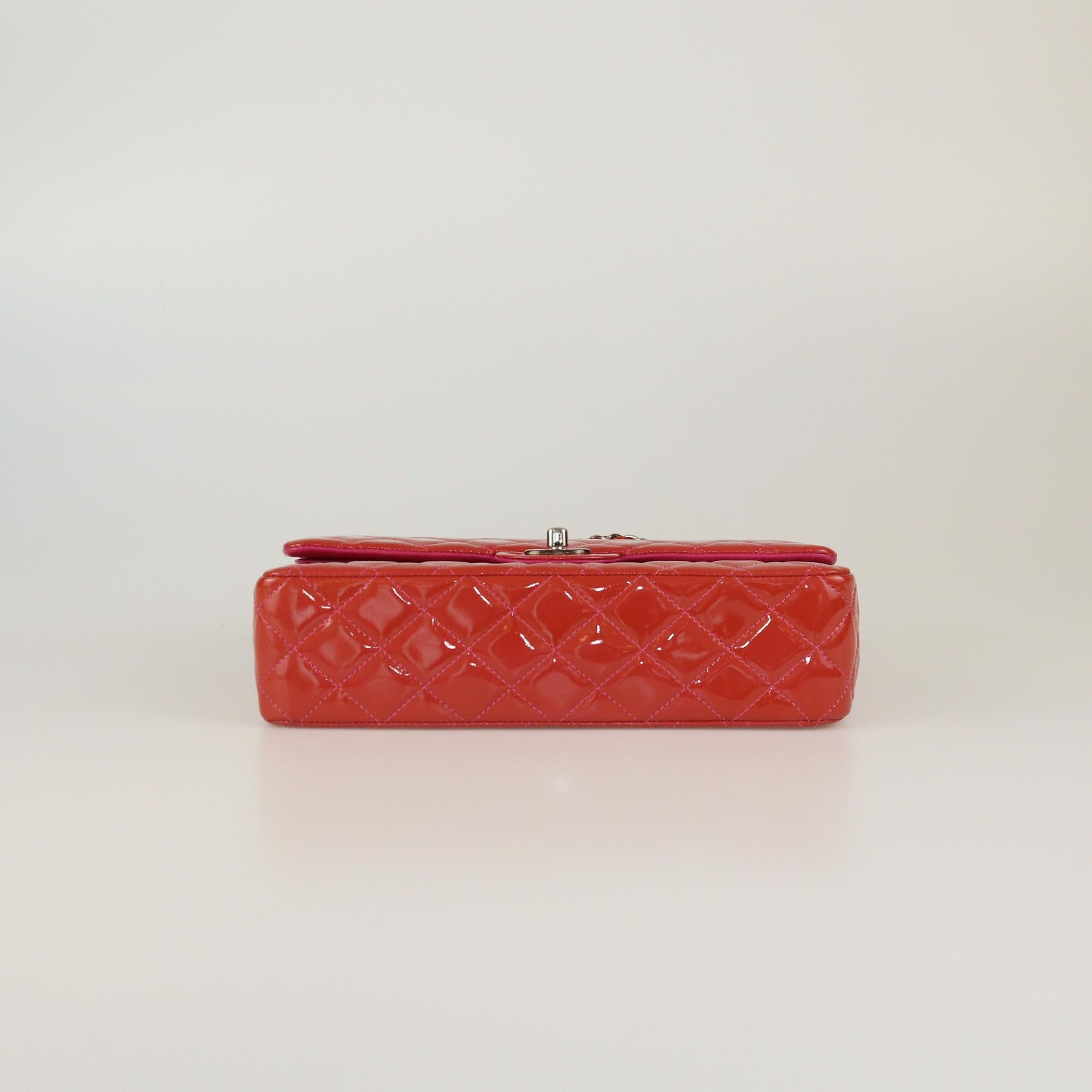 Chanel Coral Medium Classic Patent Double Flap Bag Womens Chanel