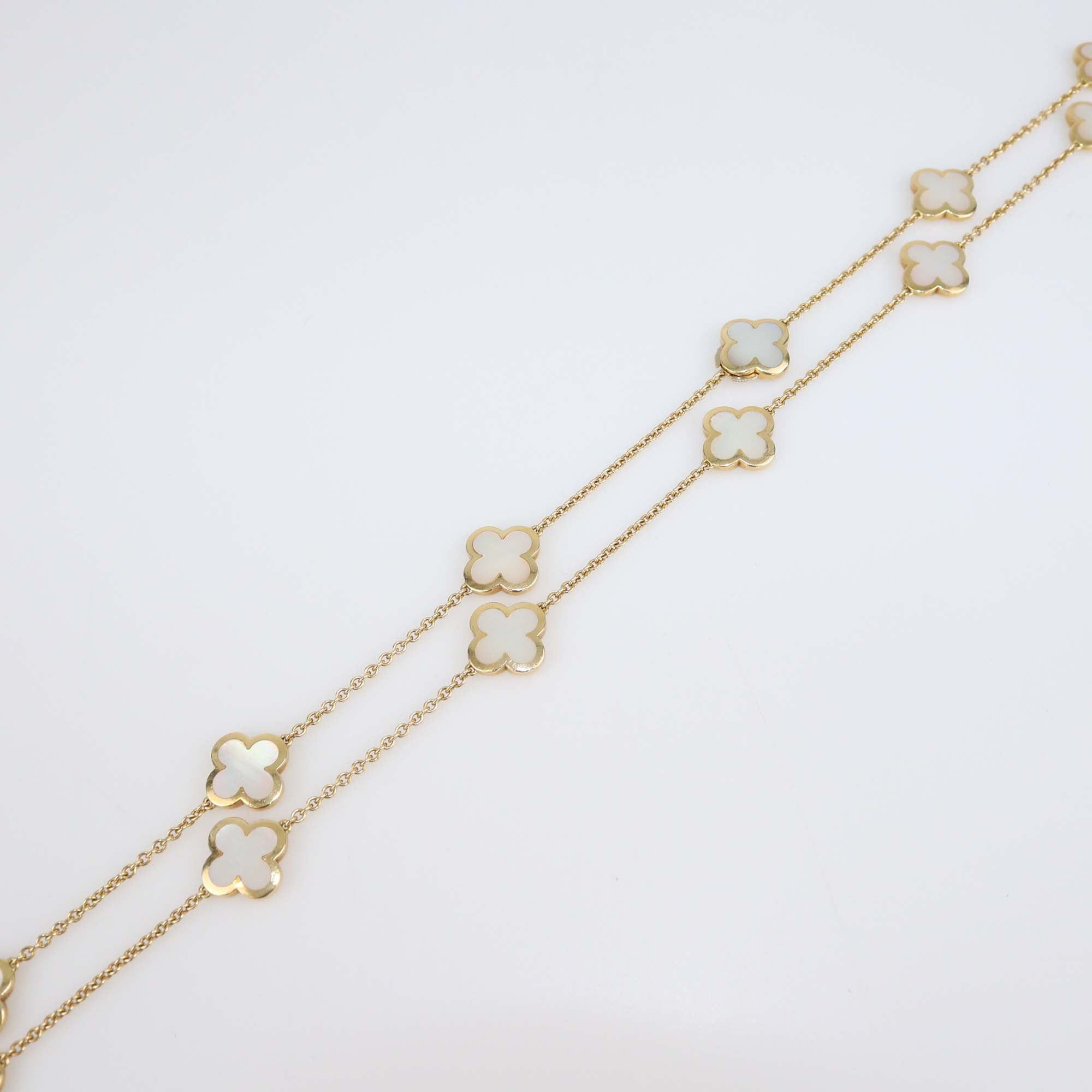 Van Cleef & Arpels 18K Yellow Gold Mother Of Pearl Vintage Pure Alhambra 14 Motif Long Necklace