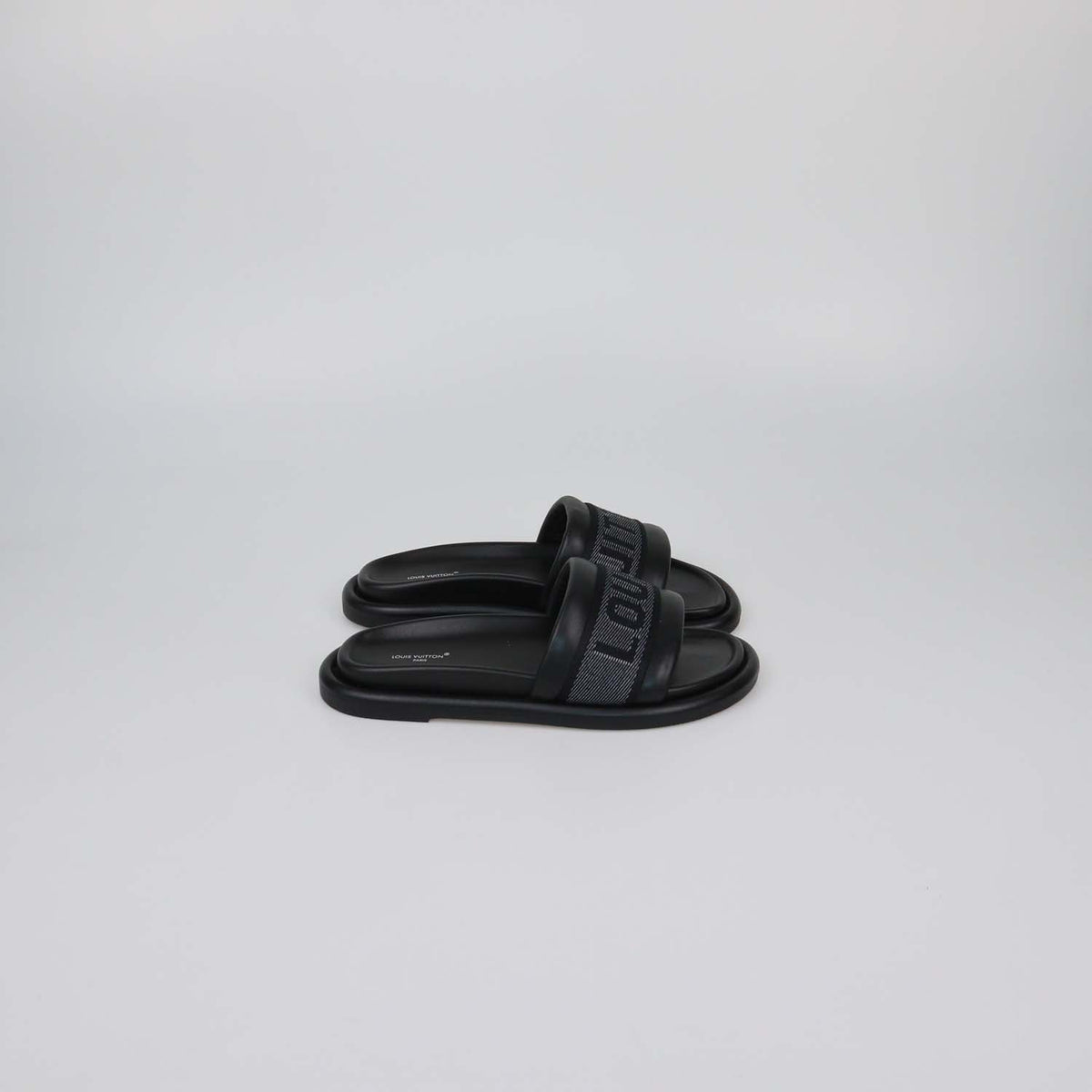 Louis Vuitton Black Leather LV Bliss Slide Sandals