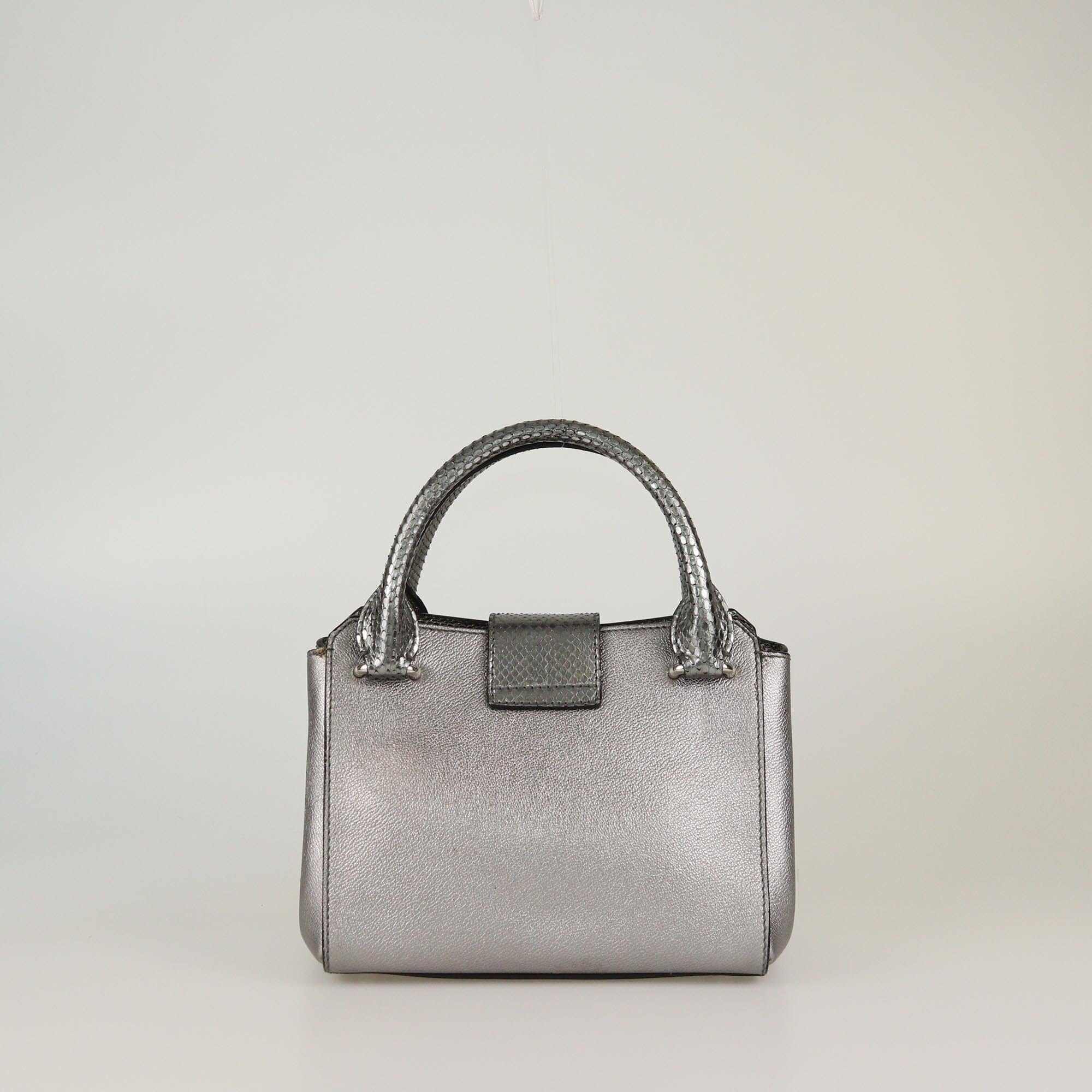 Burberry Metallic Grey Small Buckle Tote Womens Burberry