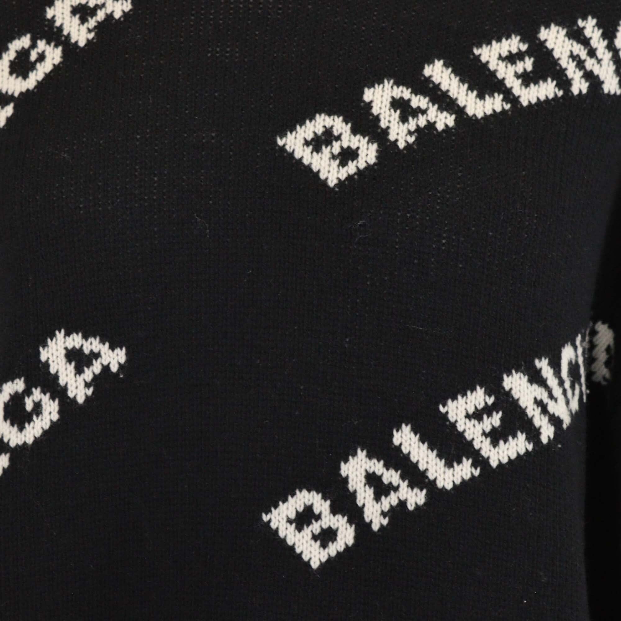 Balenciaga Black/Cream Knitted Logo All Over Sweater Womens Balenciaga