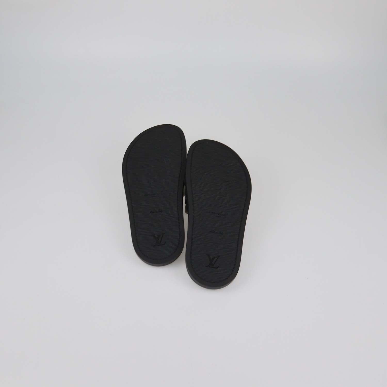 Louis Vuitton Black Leather LV Bliss Slide Sandals