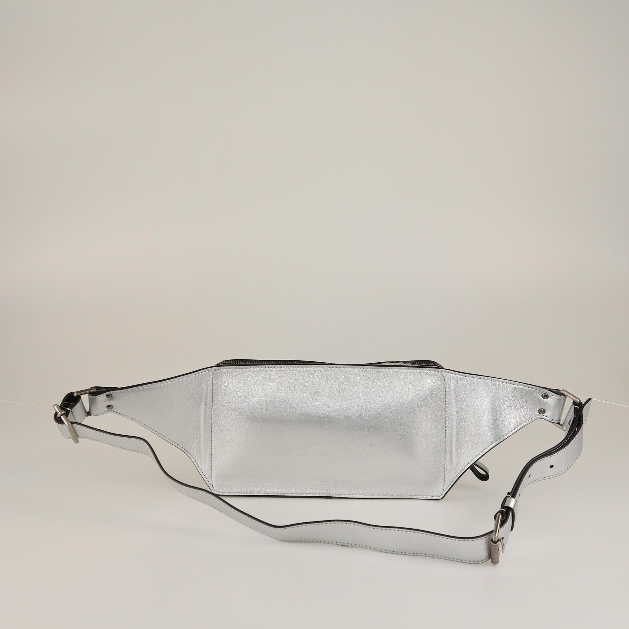 Valentino Metallic Grey VLTN Belt Bag Womens Valentino