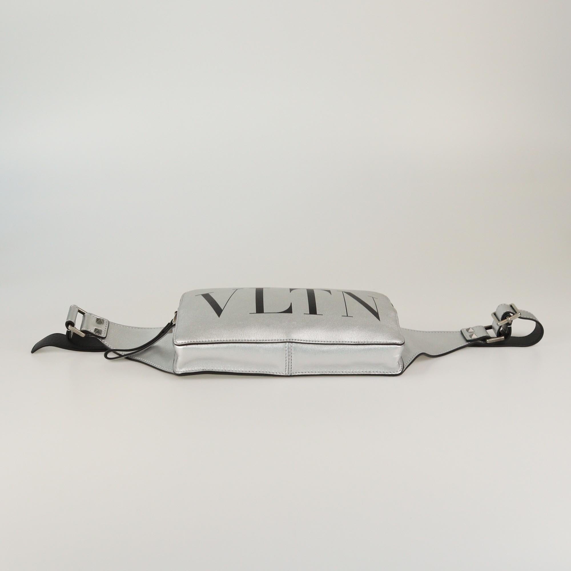 Valentino Metallic Grey VLTN Belt Bag Womens Valentino