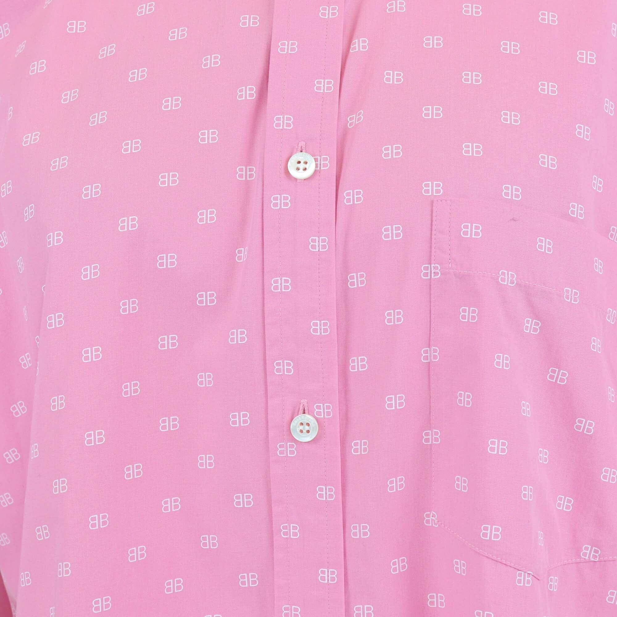 Balenciaga Pink BB Print Oversized Shirt Womens Balenciaga