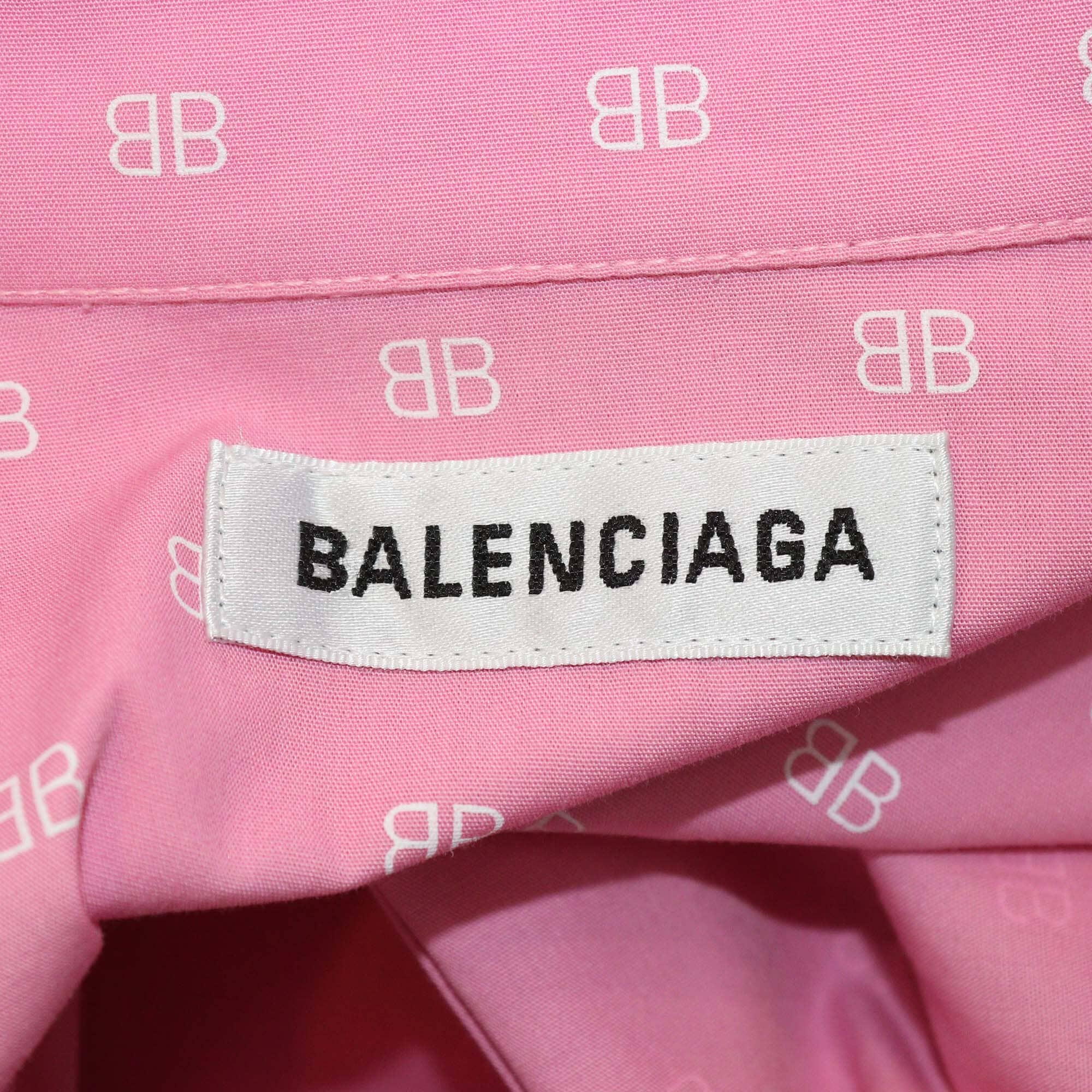 Balenciaga Pink BB Print Oversized Shirt Womens Balenciaga