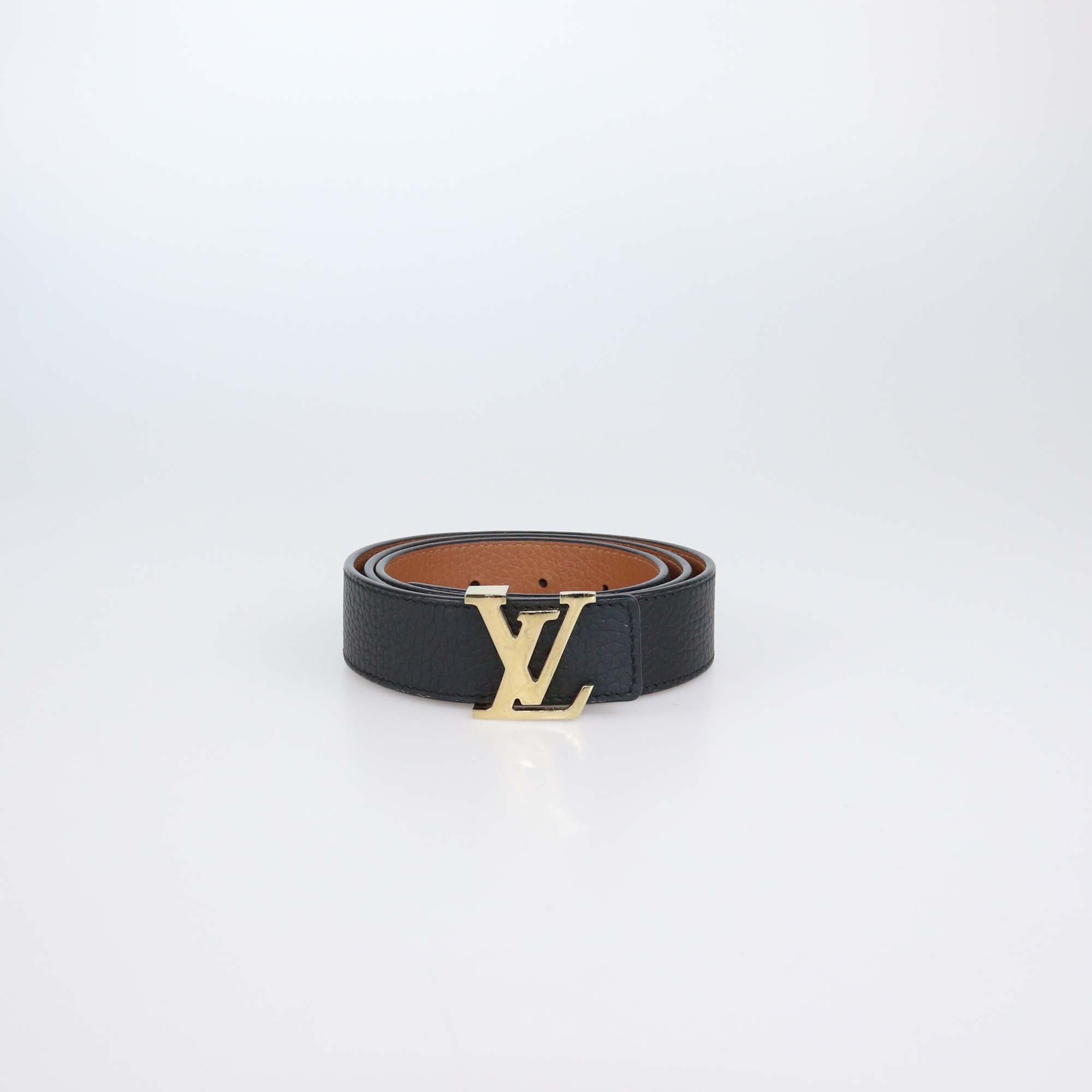 Louis Vuitton Black/Brown Leather Reversible 30mm Initials Belt