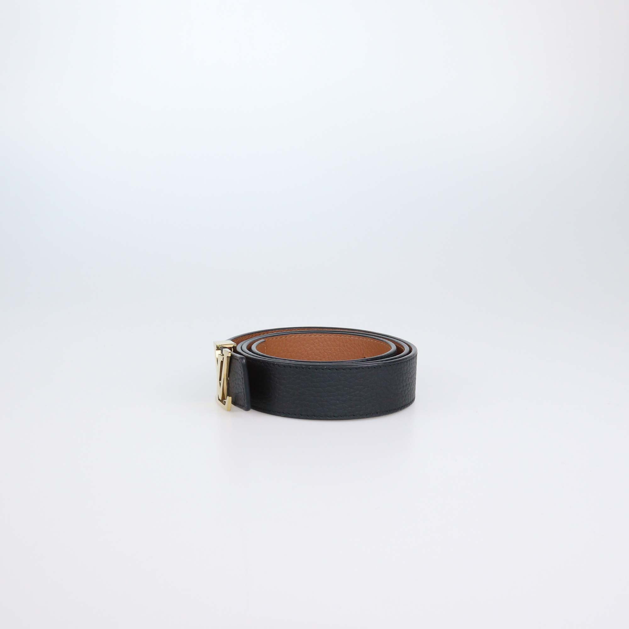 Louis Vuitton Black/Brown Leather Reversible 30mm Initials Belt