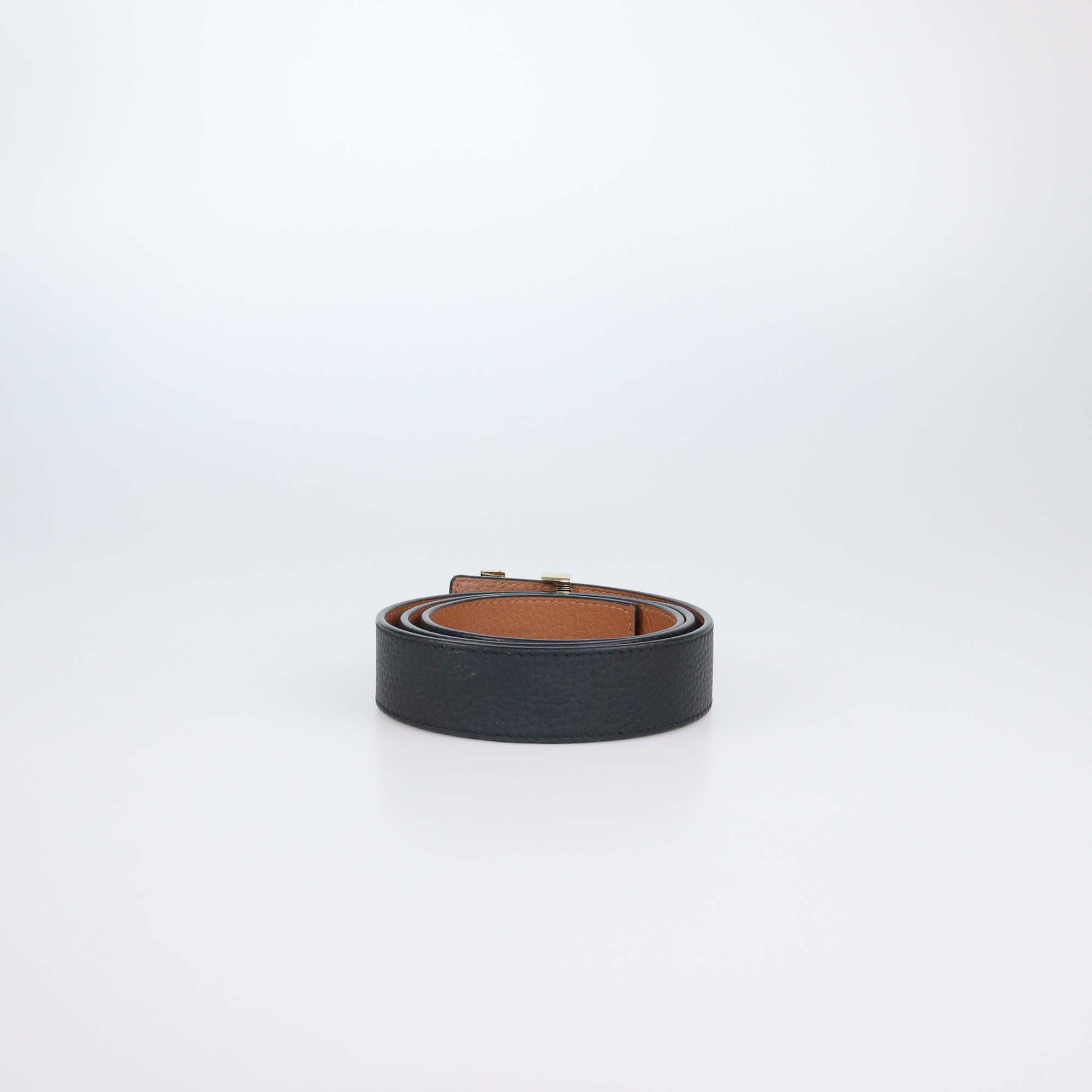 Louis Vuitton Black/Brown Leather Reversible 30mm Initials Belt