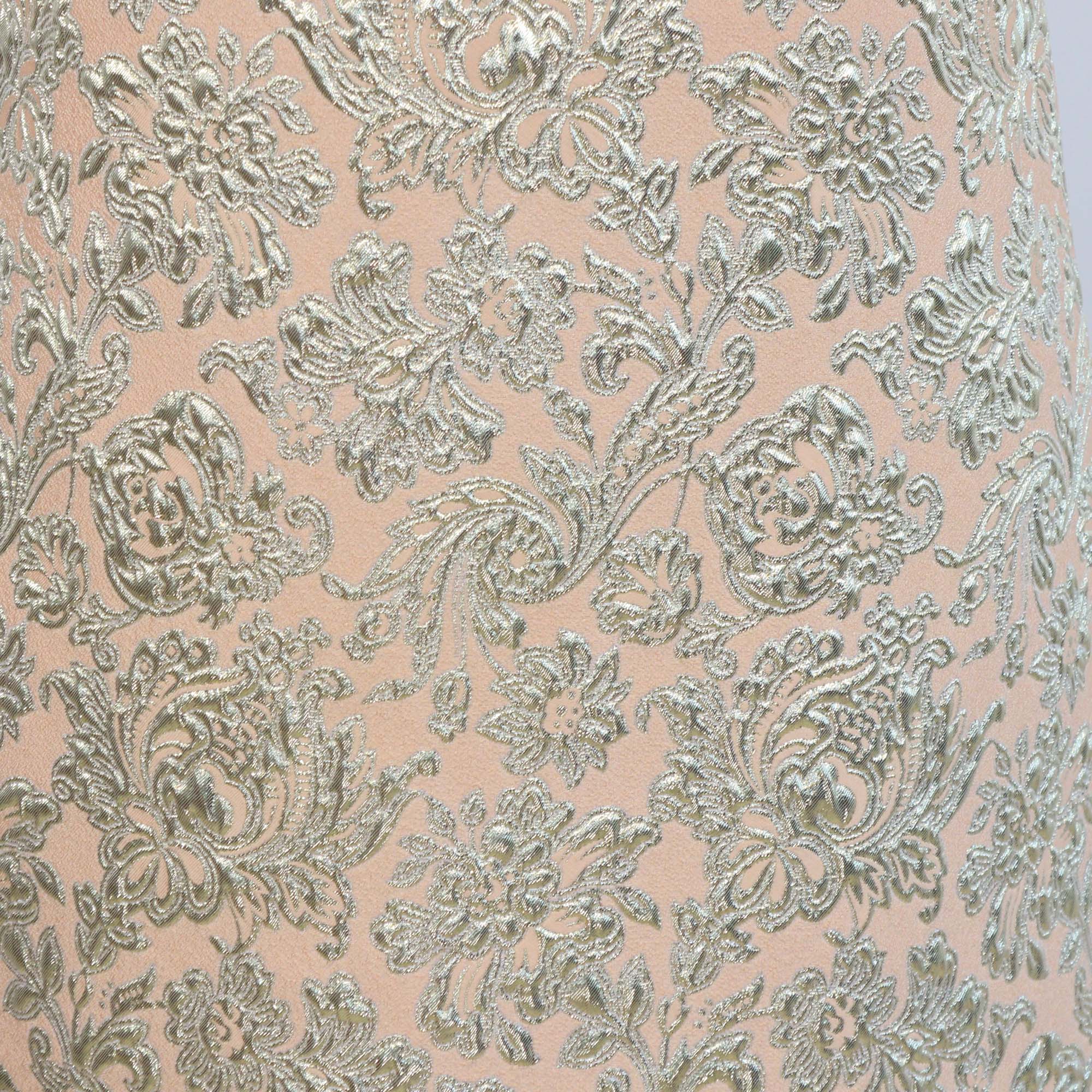 Dolce & Gabbana Peach/Gold Blend Fabric Brocade Sleeveless Dress