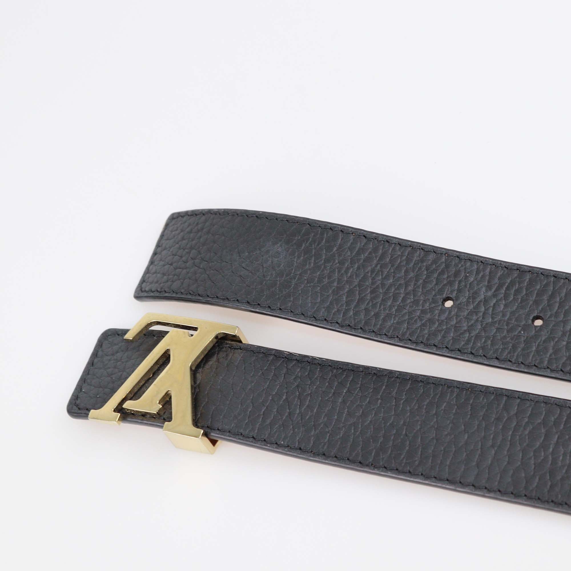 Louis Vuitton Black/Brown Leather Reversible 30mm Initials Belt