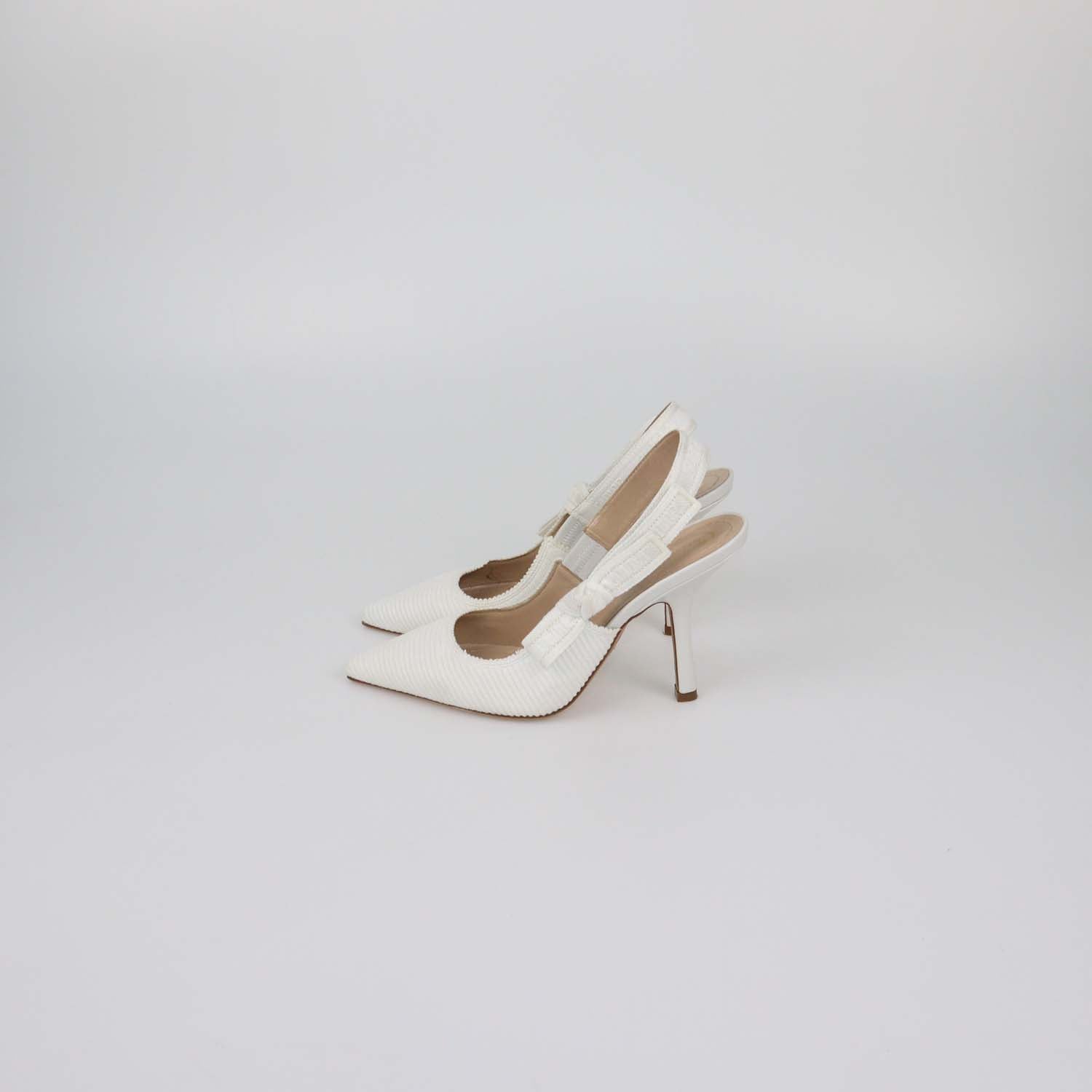 Christian Dior White Fabric J'Adior Slingback Pumps