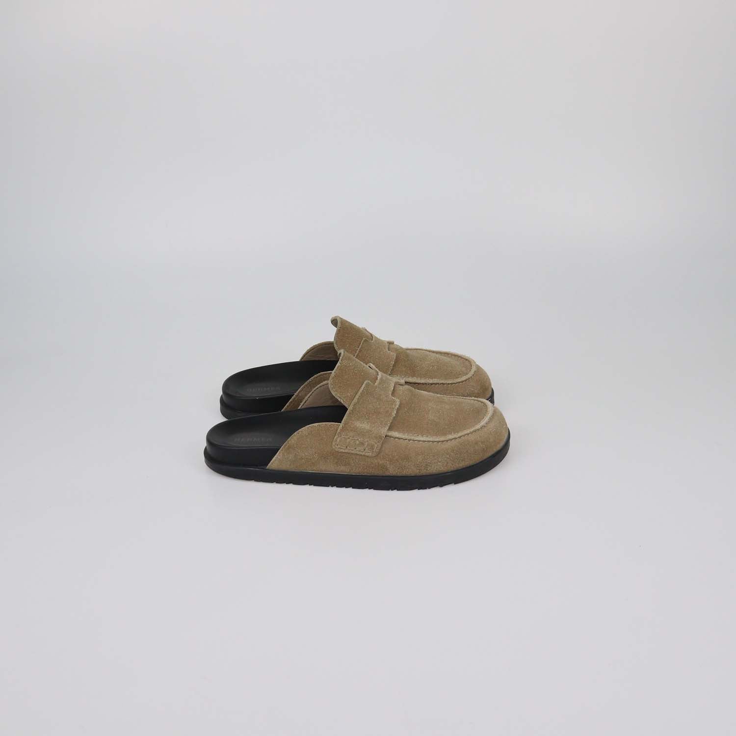 Hermes Beige Suede Go Mules